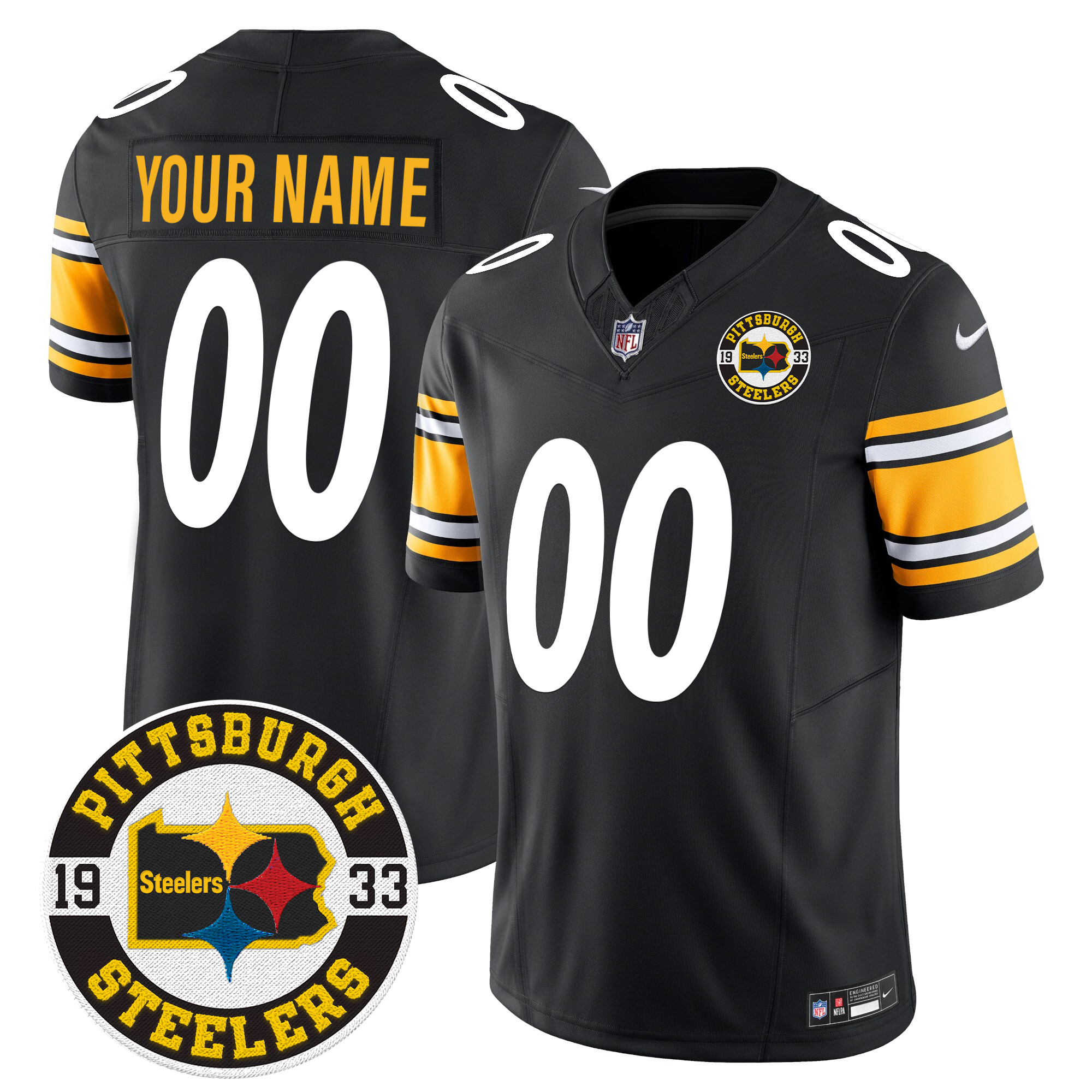 Men's Pittsburgh Steelers 2024 Vapor Limited Custom Black Jersey - All Stitched