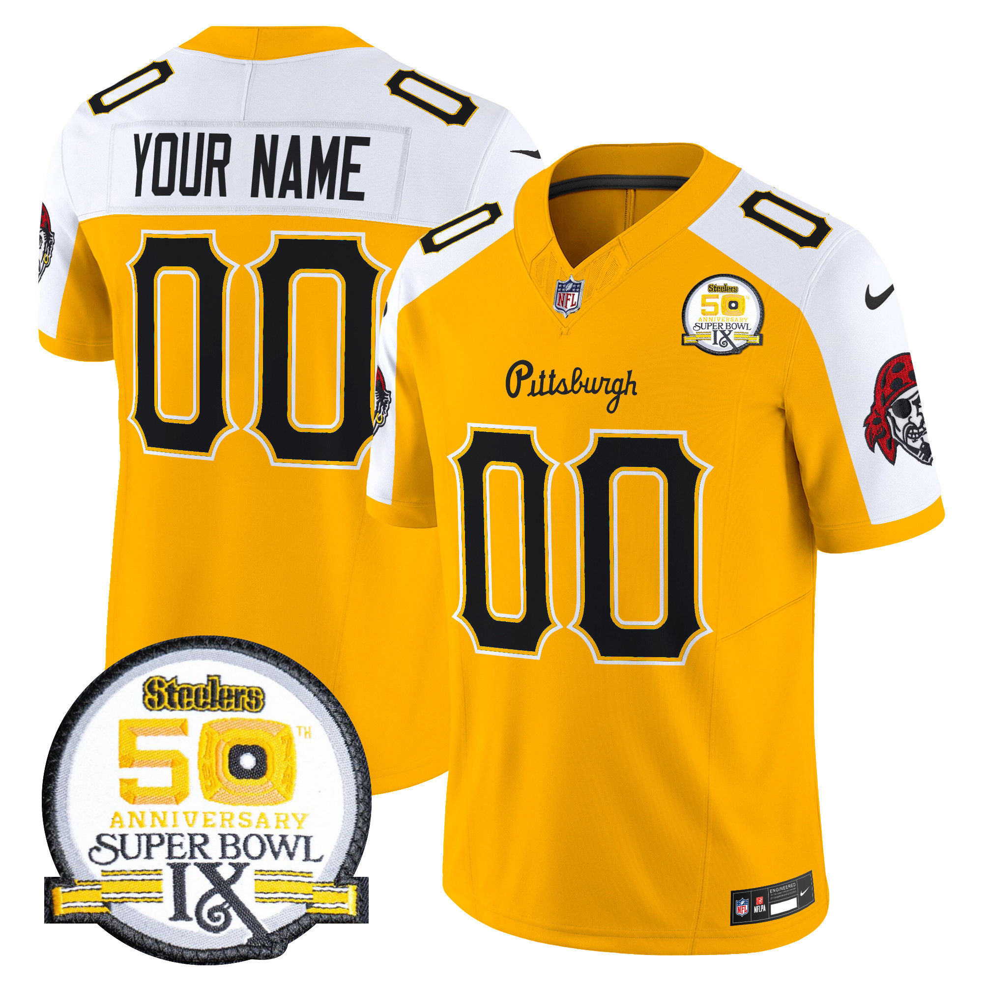 Men's Pittsburgh Steelers 2024 Vapor Limited Custom Gold Alternate Jersey - All Stitched