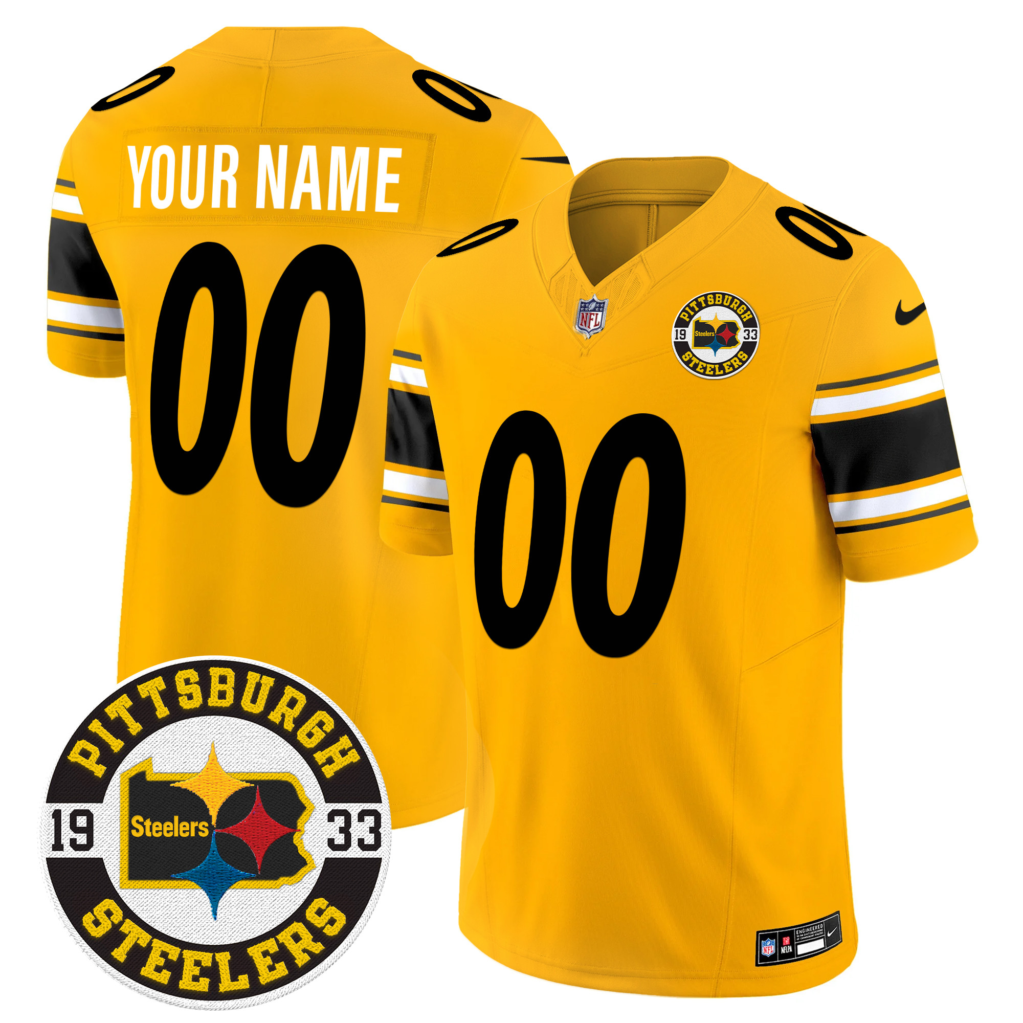 Men's Pittsburgh Steelers 2024 Vapor Limited Custom Gold Jersey - All Stitched