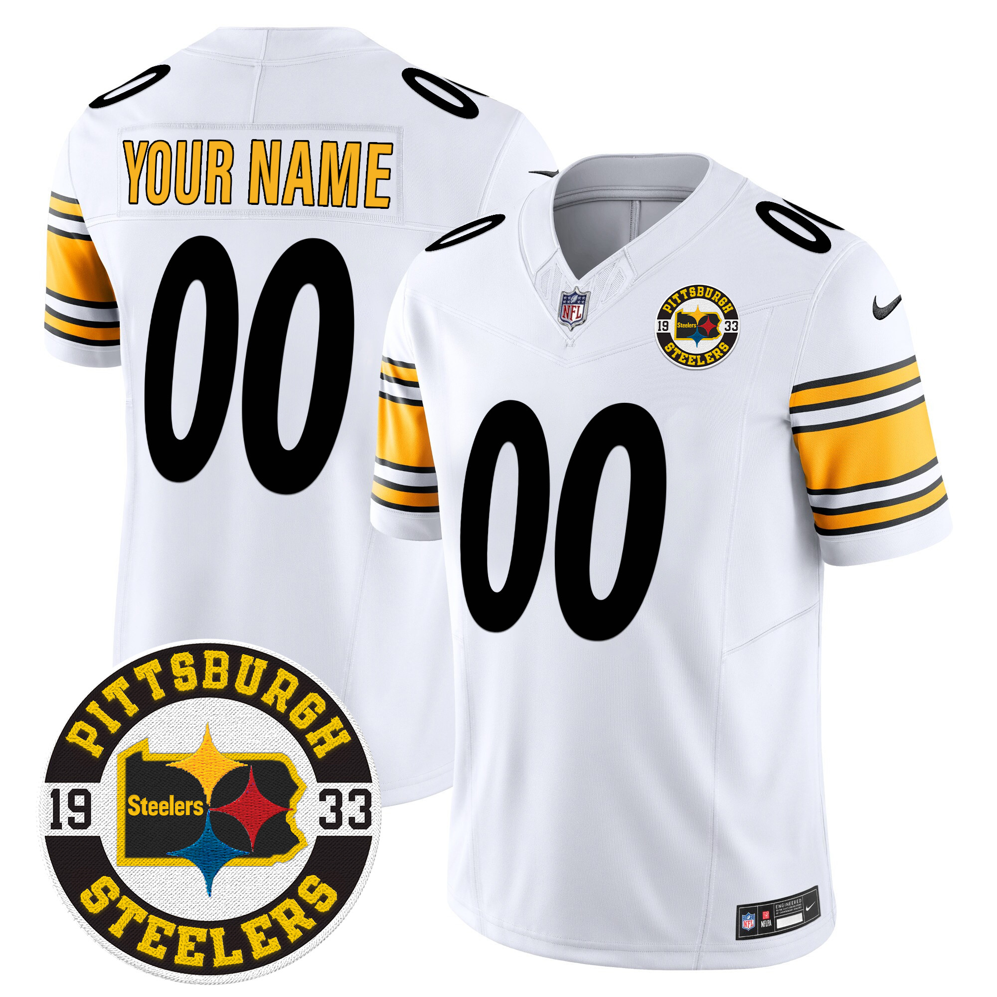 Men's Pittsburgh Steelers 2024 Vapor Limited Custom White Jersey - All Stitched