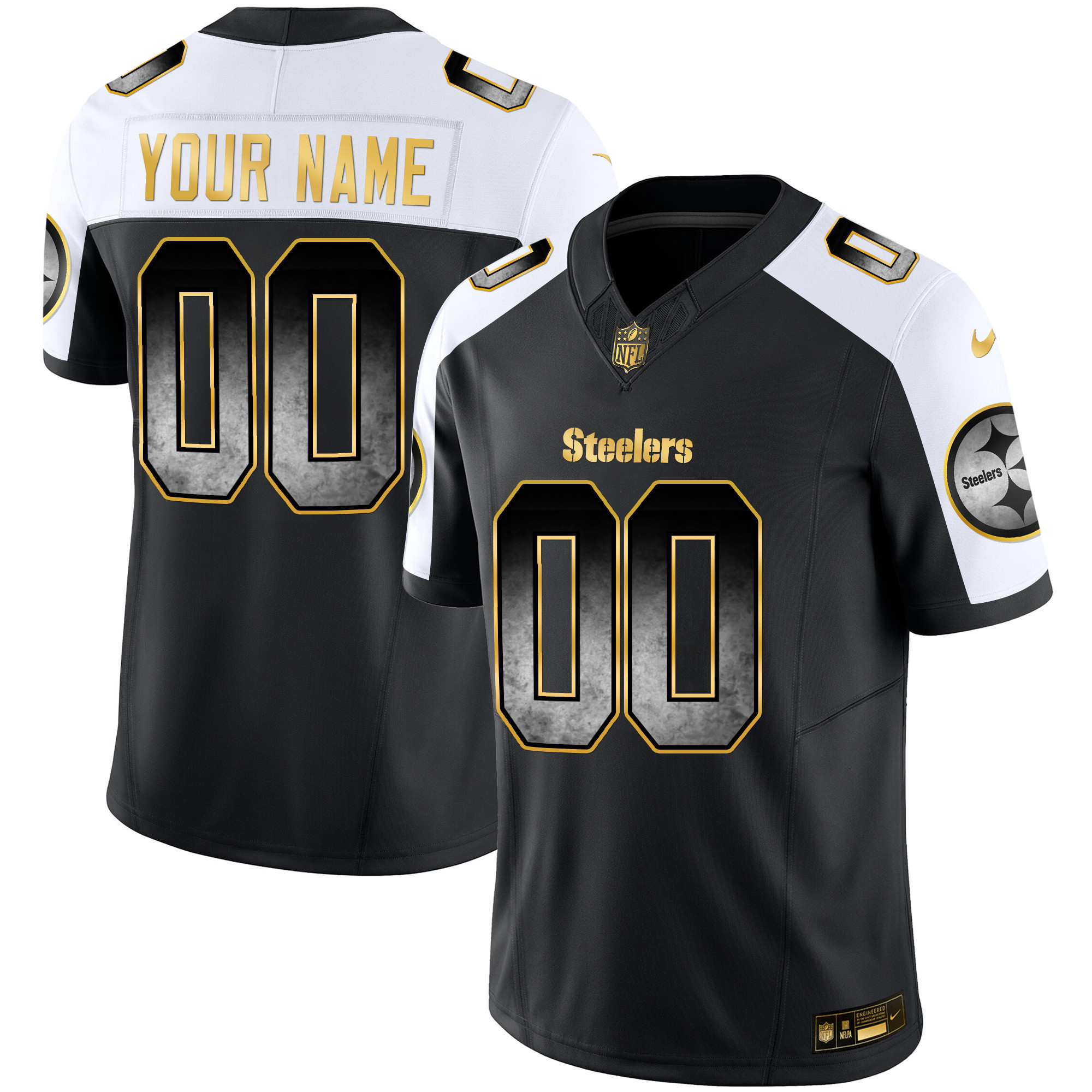 Men's Pittsburgh Steelers Arch Smoke Vapor Custom Alternate Jersey - All Stitched