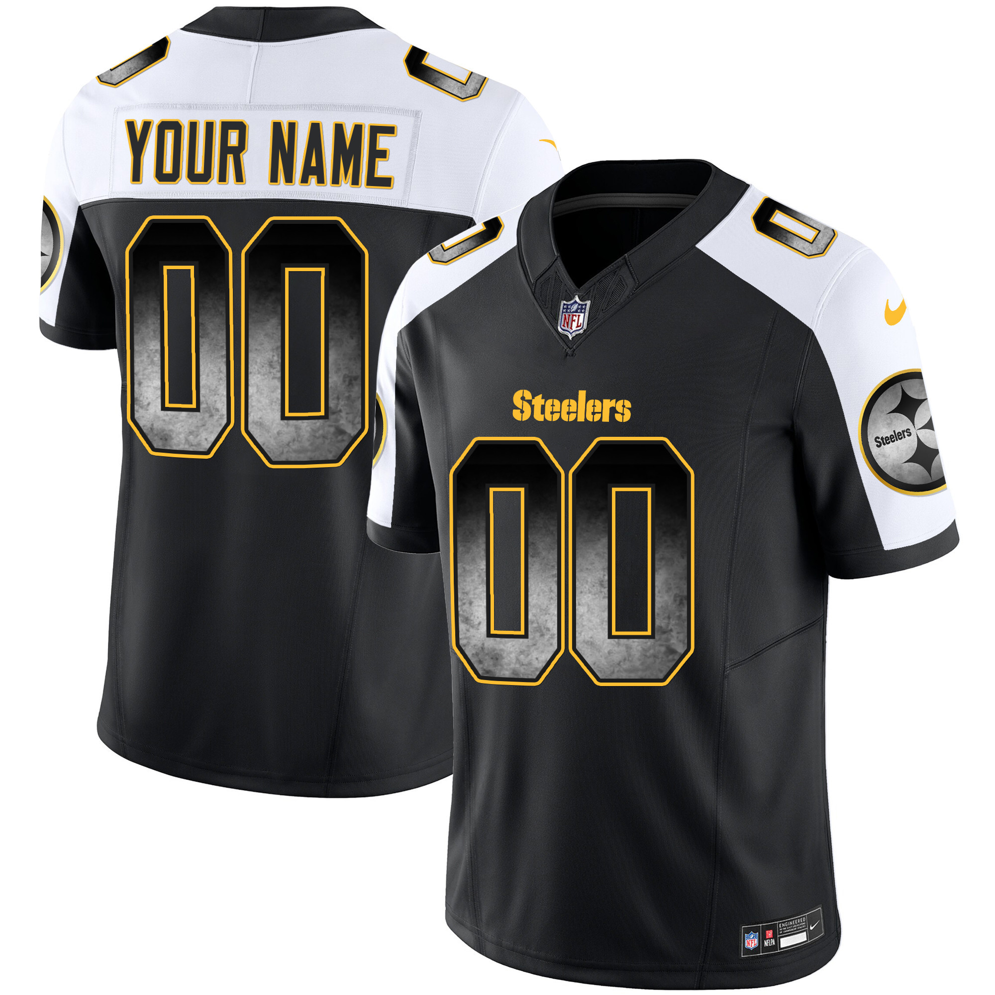 Men's Pittsburgh Steelers Arch Smoke Vapor Custom Alternate Jersey - All Stitched
