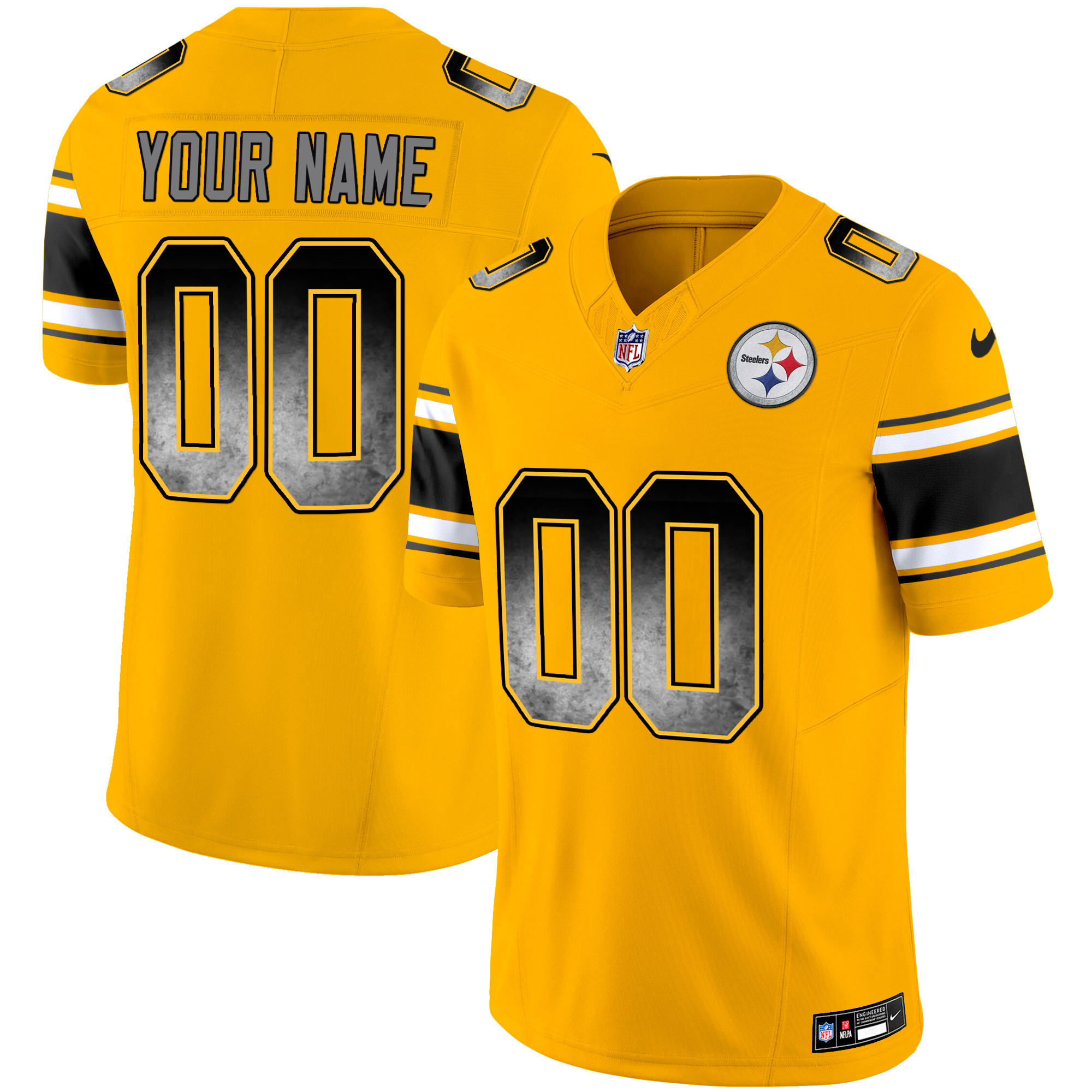 Men's Pittsburgh Steelers Arch Smoke Vapor Custom Gold Jersey - All Stitched