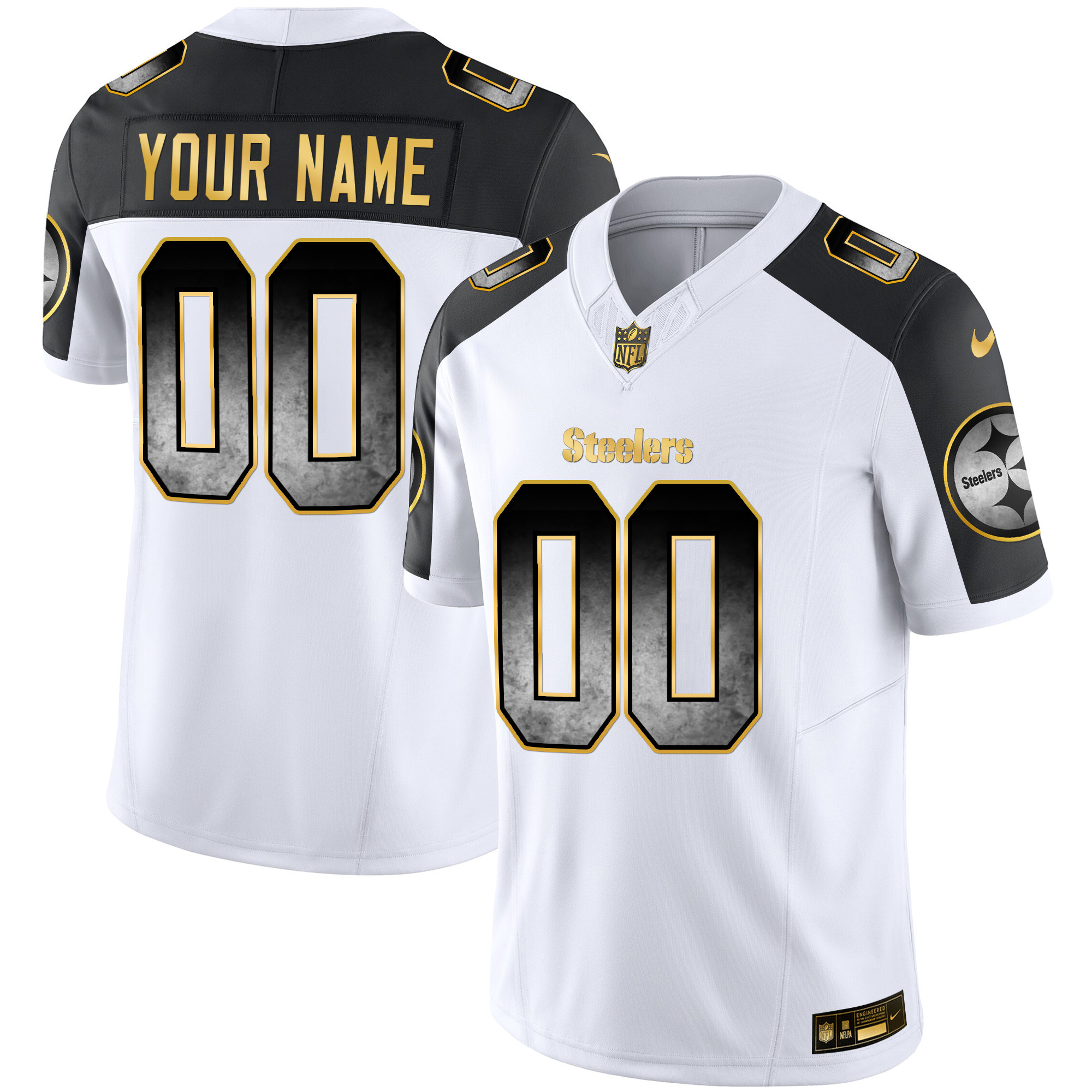 Men's Pittsburgh Steelers Arch Smoke Vapor Custom Inverted Jersey - All Stitched
