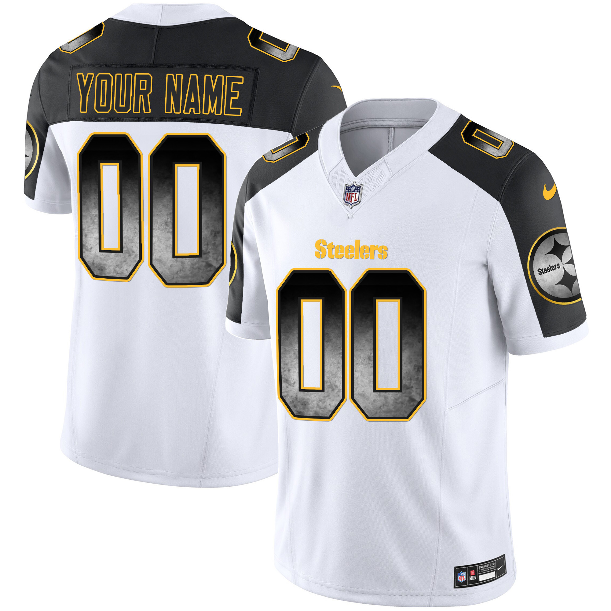 Men's Pittsburgh Steelers Arch Smoke Vapor Custom Inverted Jersey - All Stitched