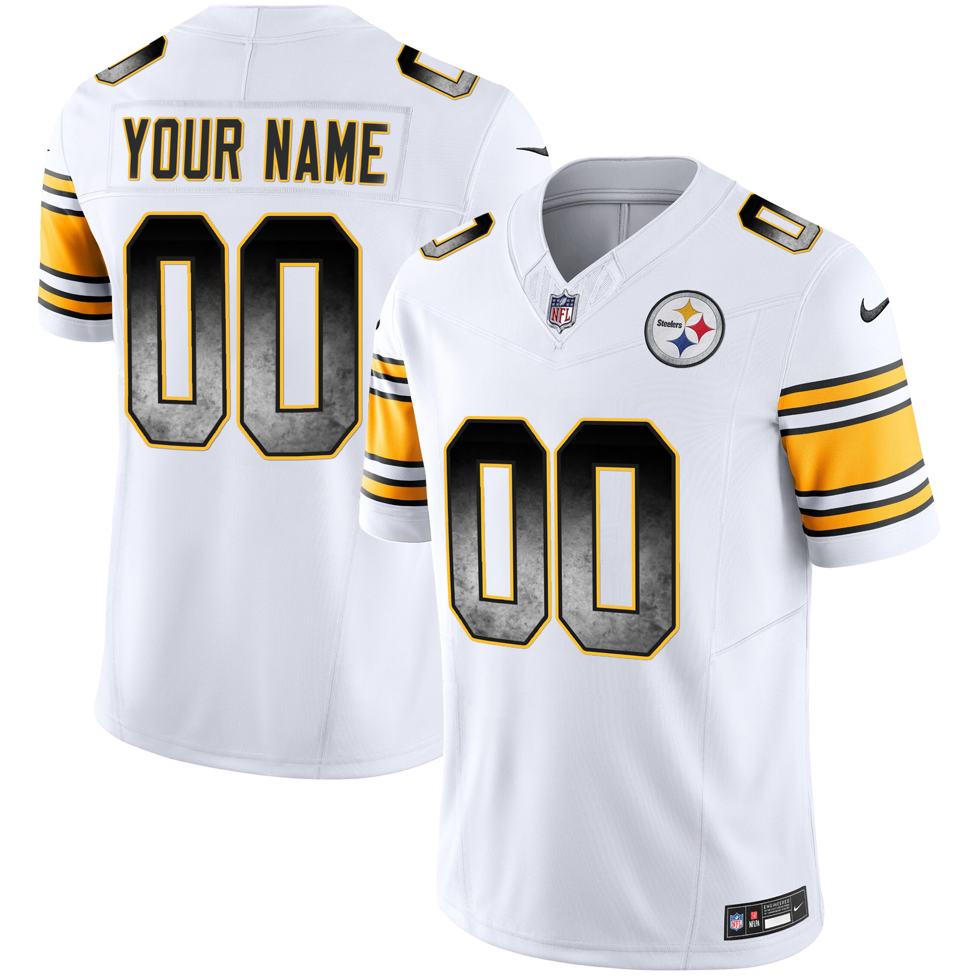 Men's Pittsburgh Steelers Arch Smoke Vapor Custom White Jersey - All Stitched