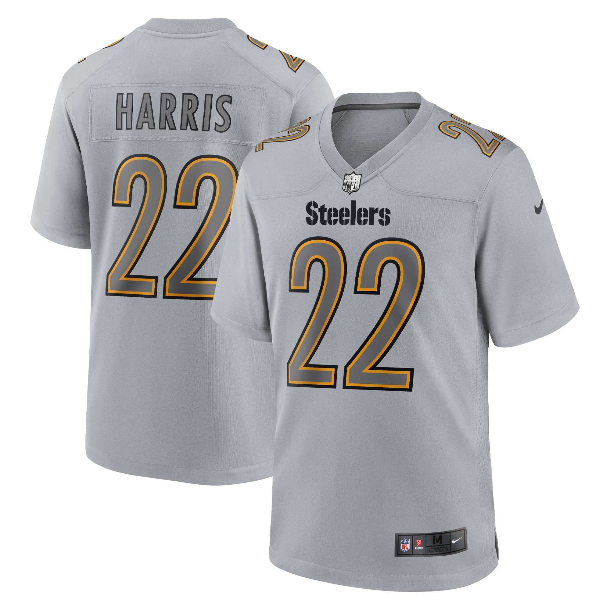 Men's Pittsburgh Steelers Atmosphere Fashion Game - Gray - All Stitched Najee Harris Jersey - All Stitched