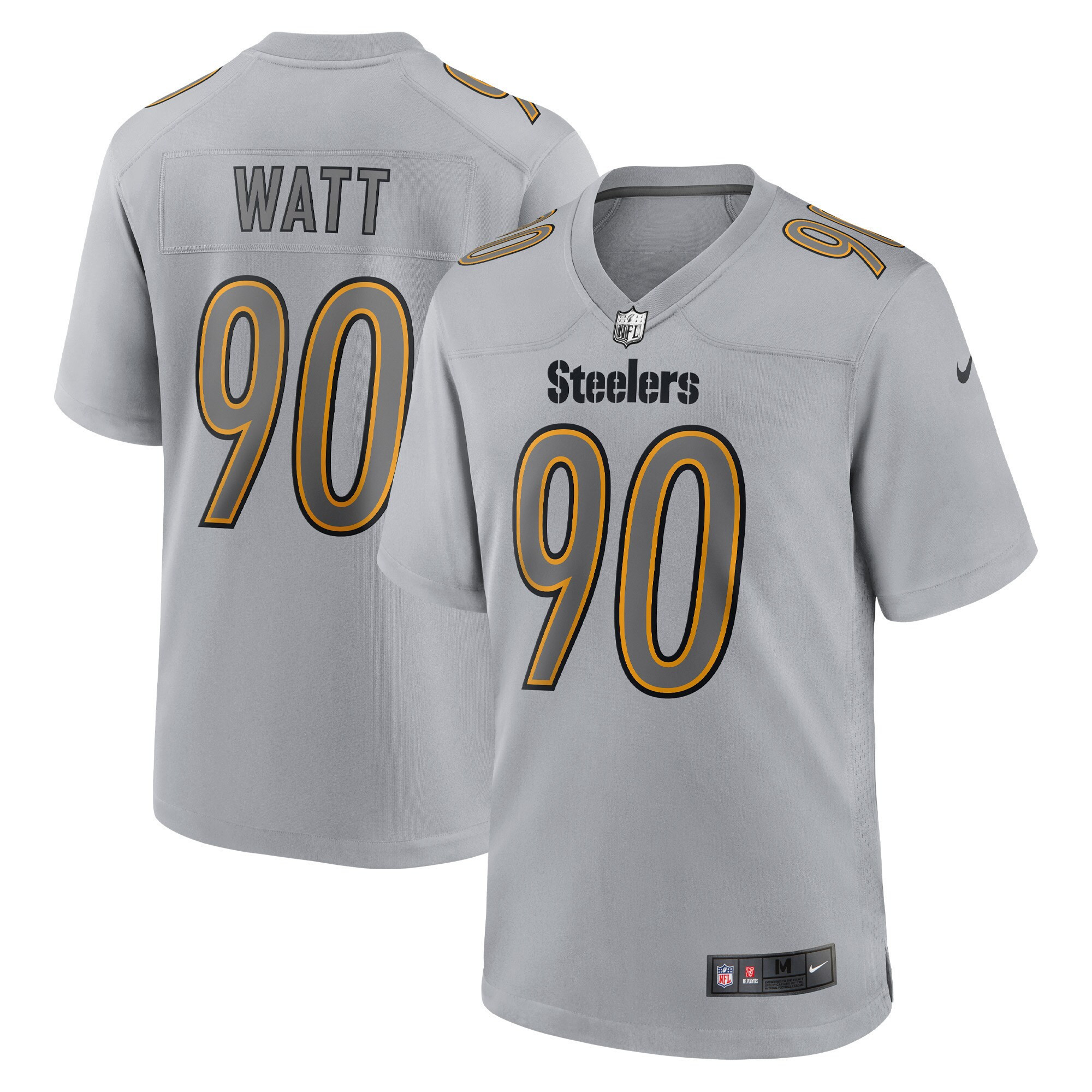 Men's Pittsburgh Steelers Atmosphere Fashion Game - Gray - All Stitched T. J. Watt Jersey - All Stitched