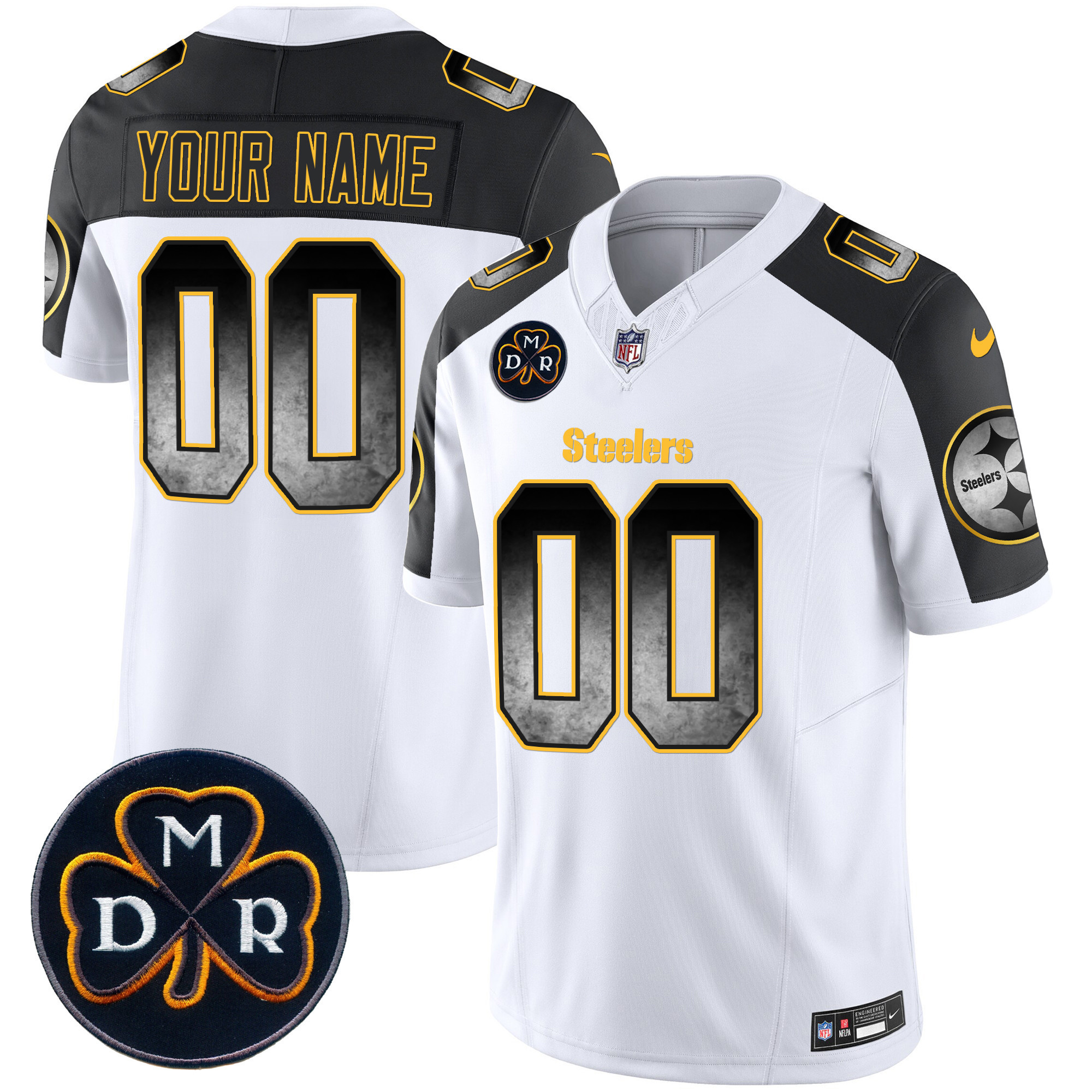 Men's Pittsburgh Steelers DMR Patch Arch Smoke Vapor Limited Custom Inverted Jersey - All Stitched