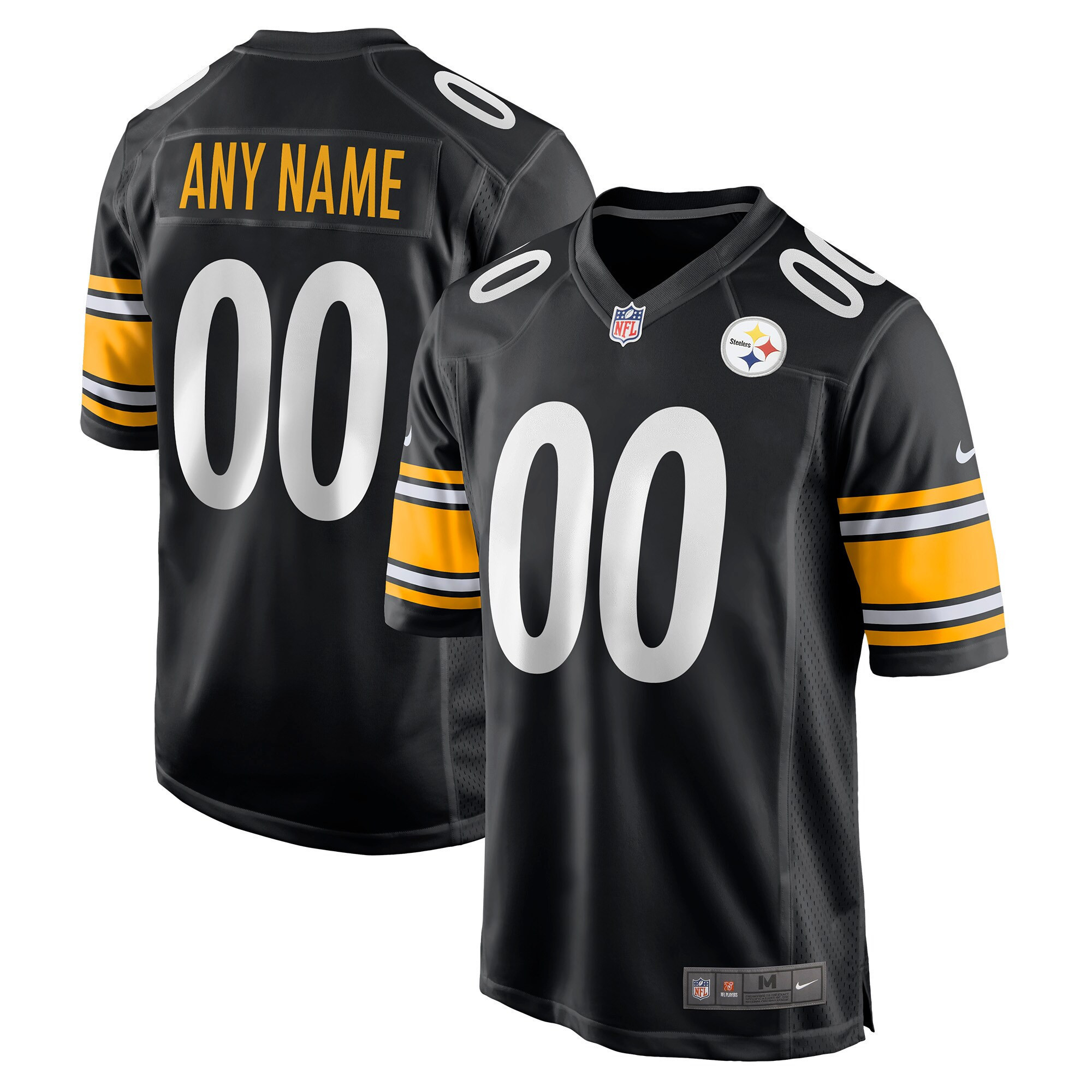 Men's Pittsburgh Steelers Game White and Game Back Custom Name and Number - All Stitched Black Jersey - All Stitched