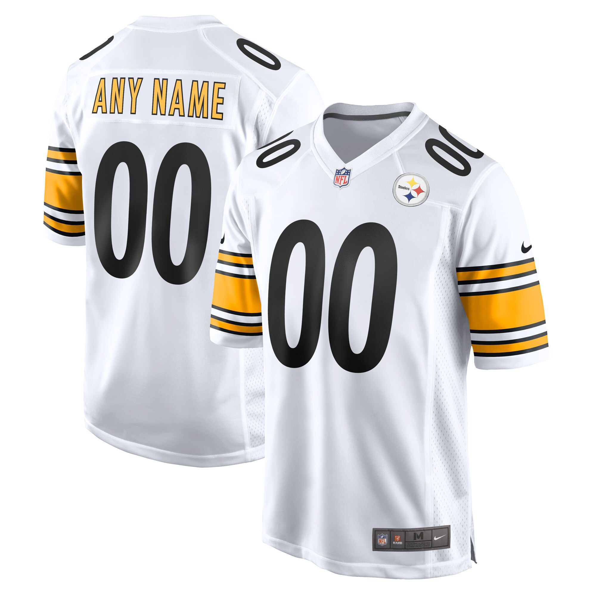 Men's Pittsburgh Steelers Game White and Game Back Custom Name and Number - All Stitched White Jersey - All Stitched