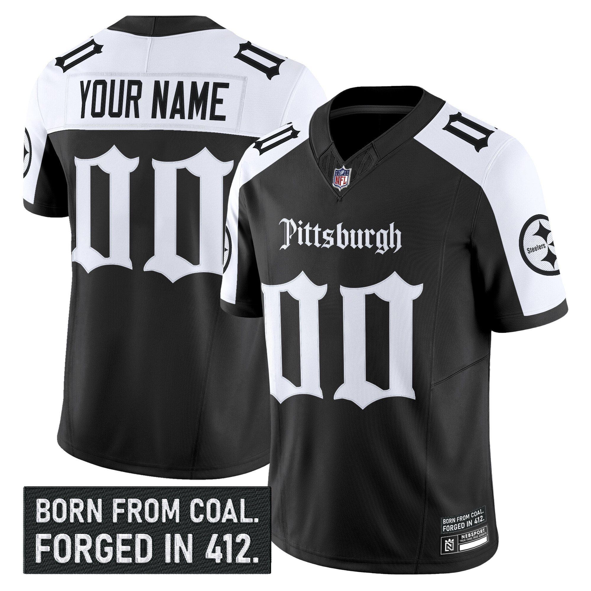 Men's Pittsburgh Steelers 'Gothic Steel City Edition' Vapor Limited Custom Alternate Jersey - All Stitched