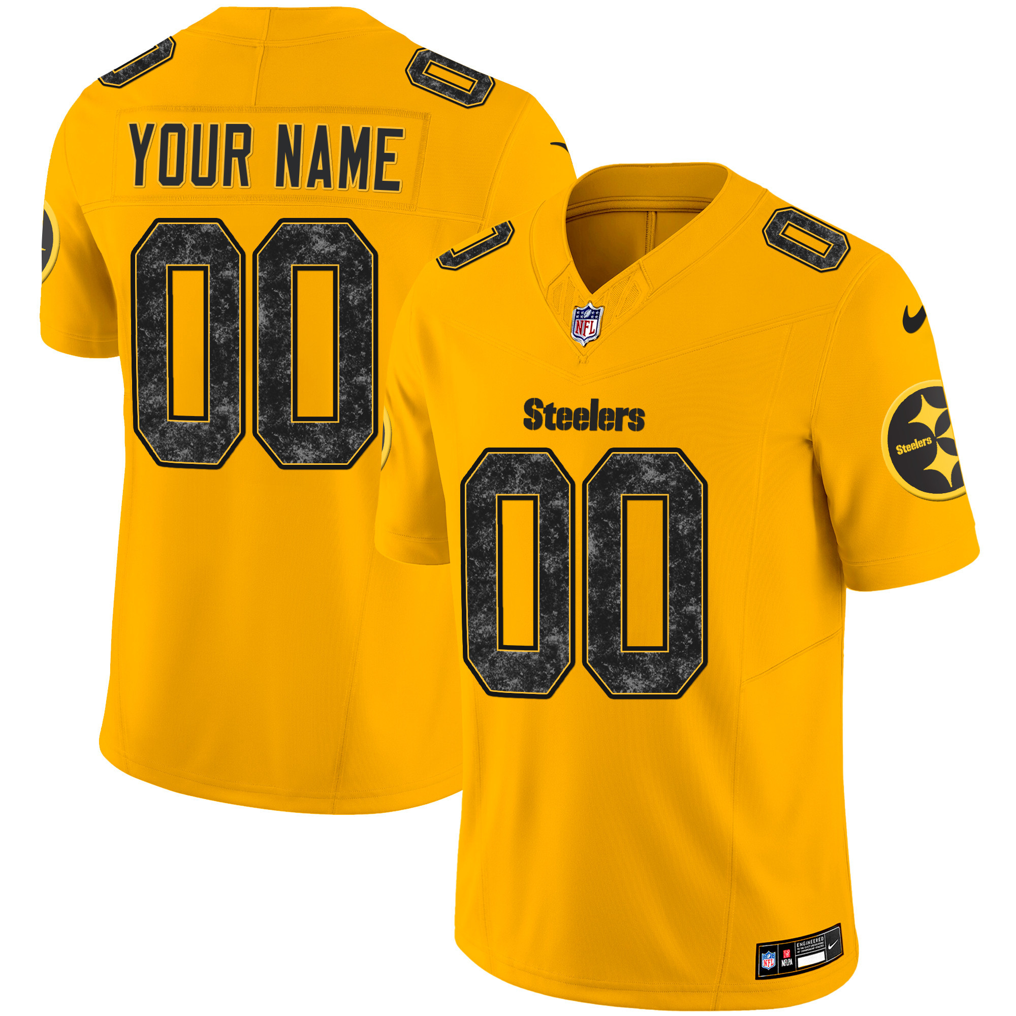 Men's Pittsburgh Steelers Grunge Vapor Limited Custom Gold Jersey - All Stitched