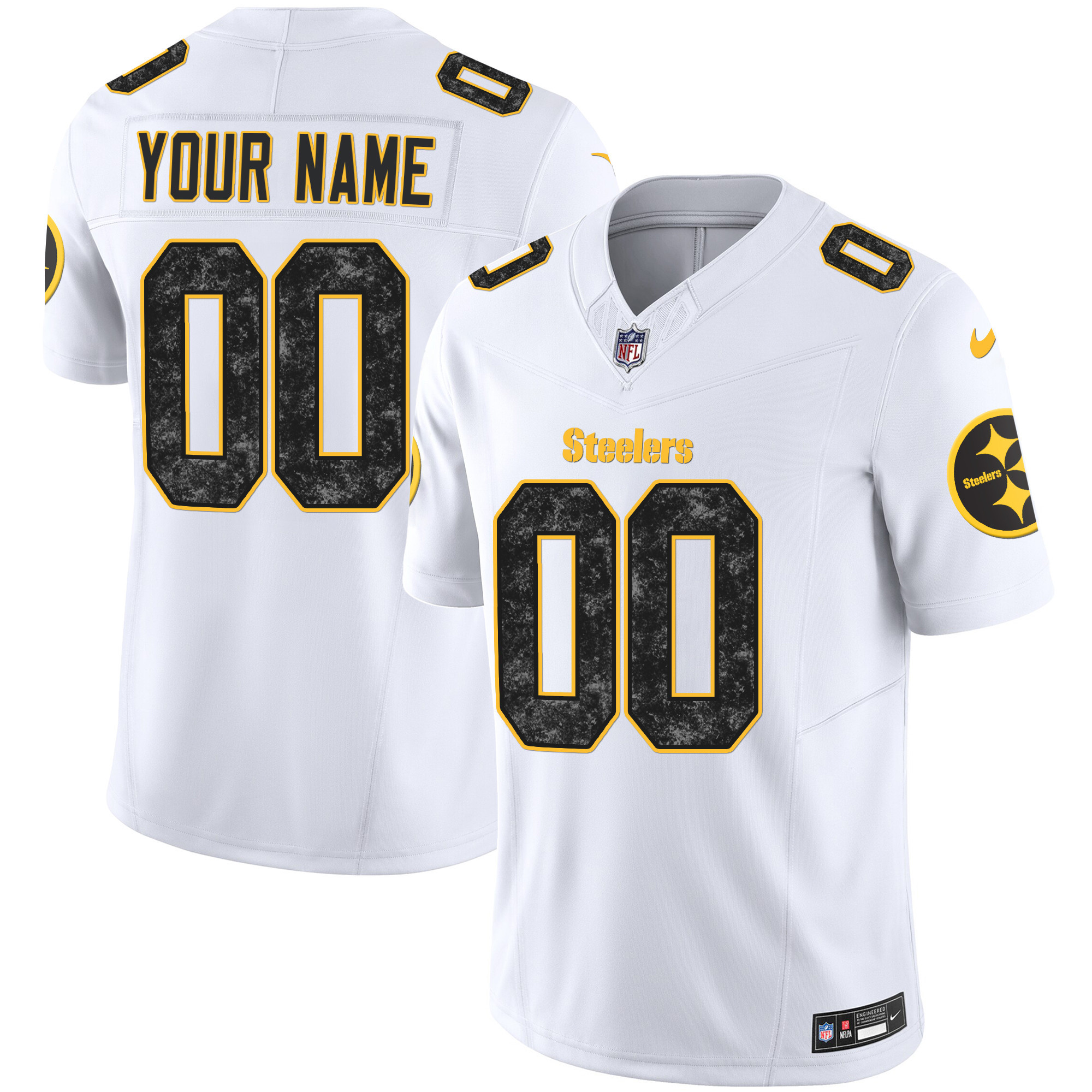 Men's Pittsburgh Steelers Grunge Vapor Limited Custom White Jersey - All Stitched
