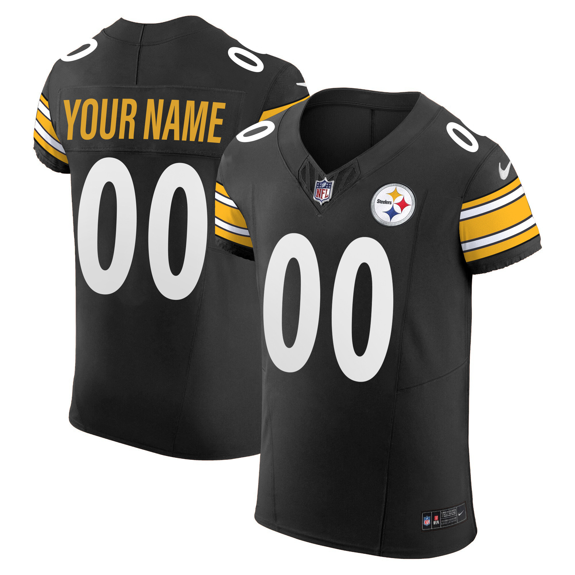 Men's Pittsburgh Steelers Vapor Elite Custom Black Jersey - All Stitched