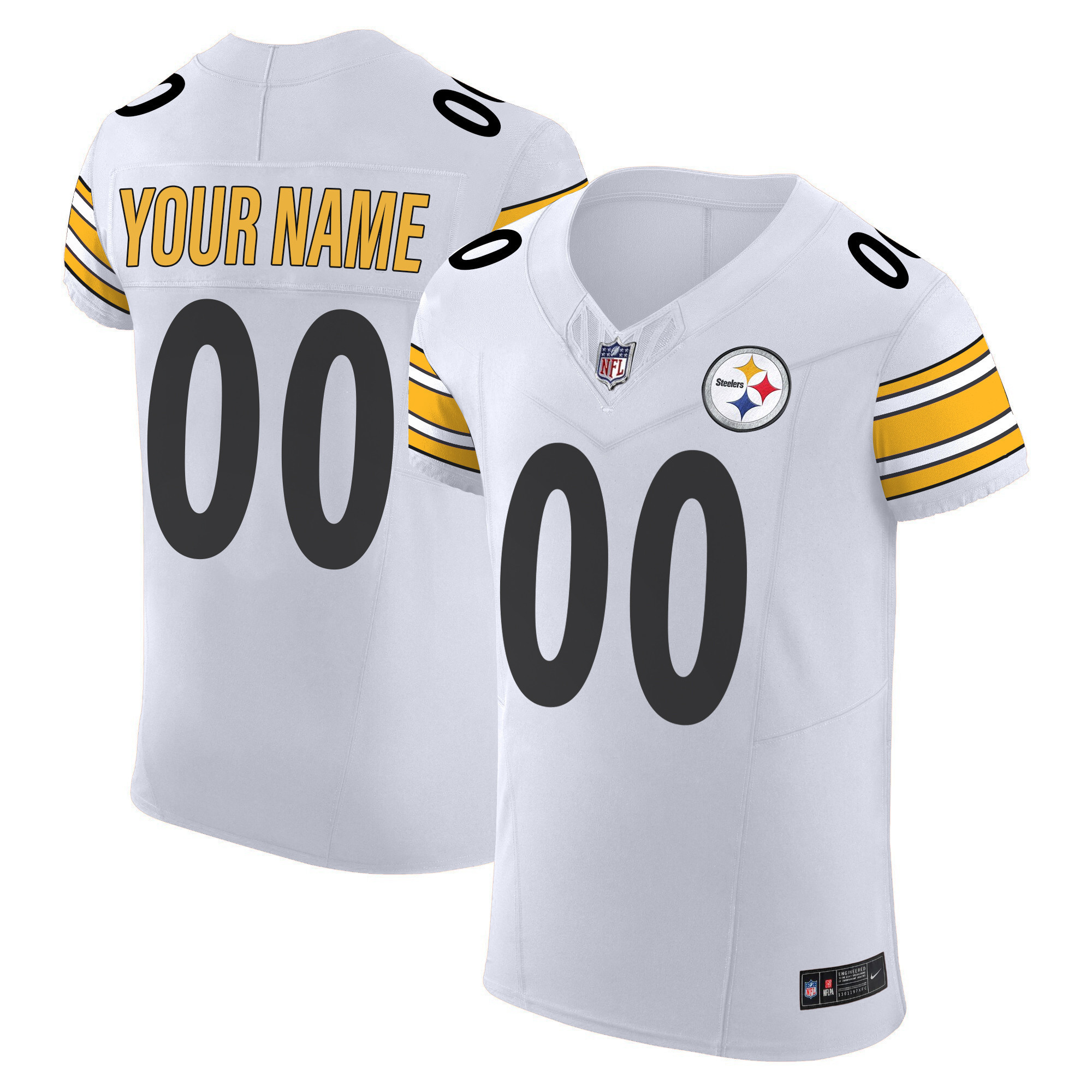 Men's Pittsburgh Steelers Vapor Elite Custom White Jersey - All Stitched