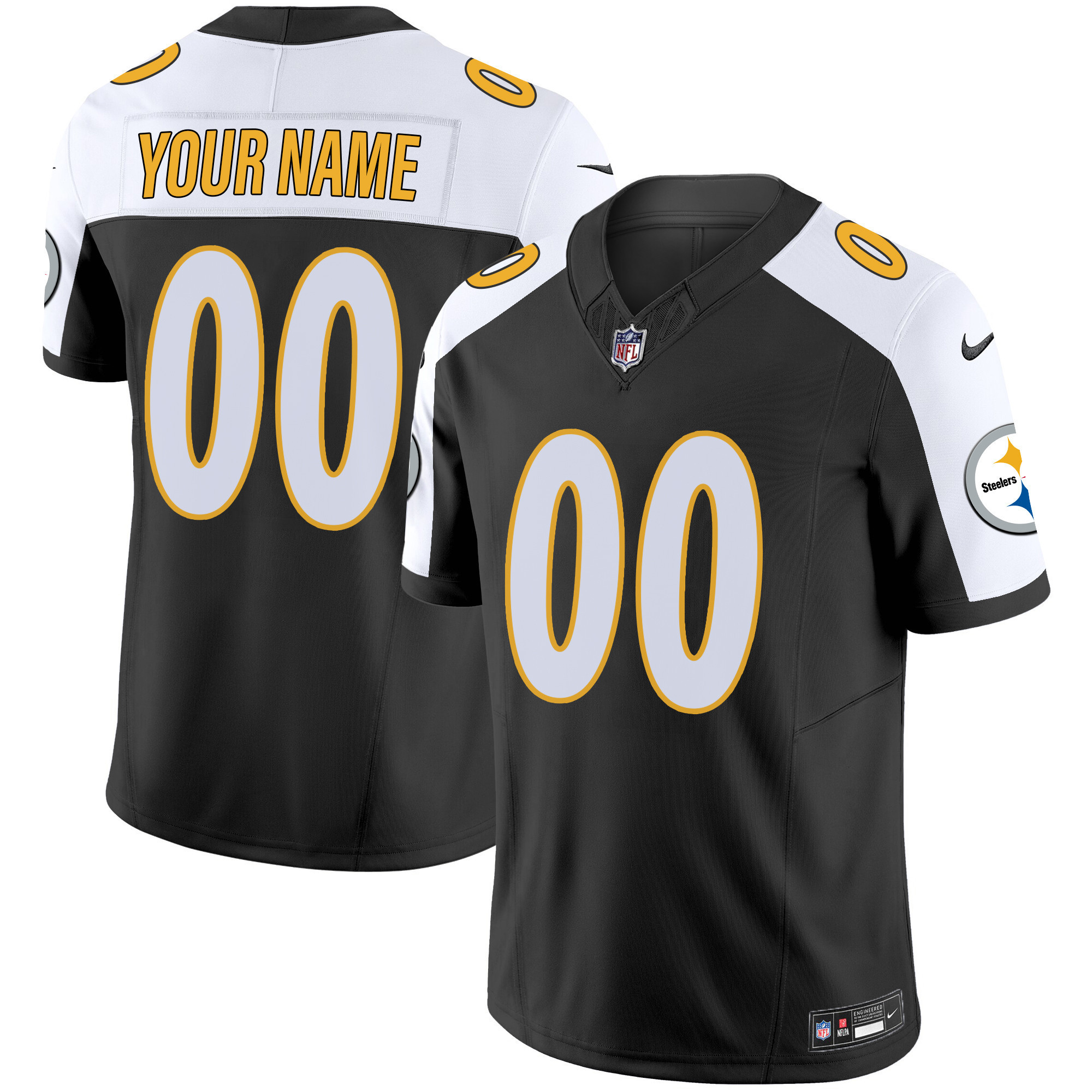 Men's Pittsburgh Steelers Vapor Limited Custom Black Alternate Jersey - All Stitched