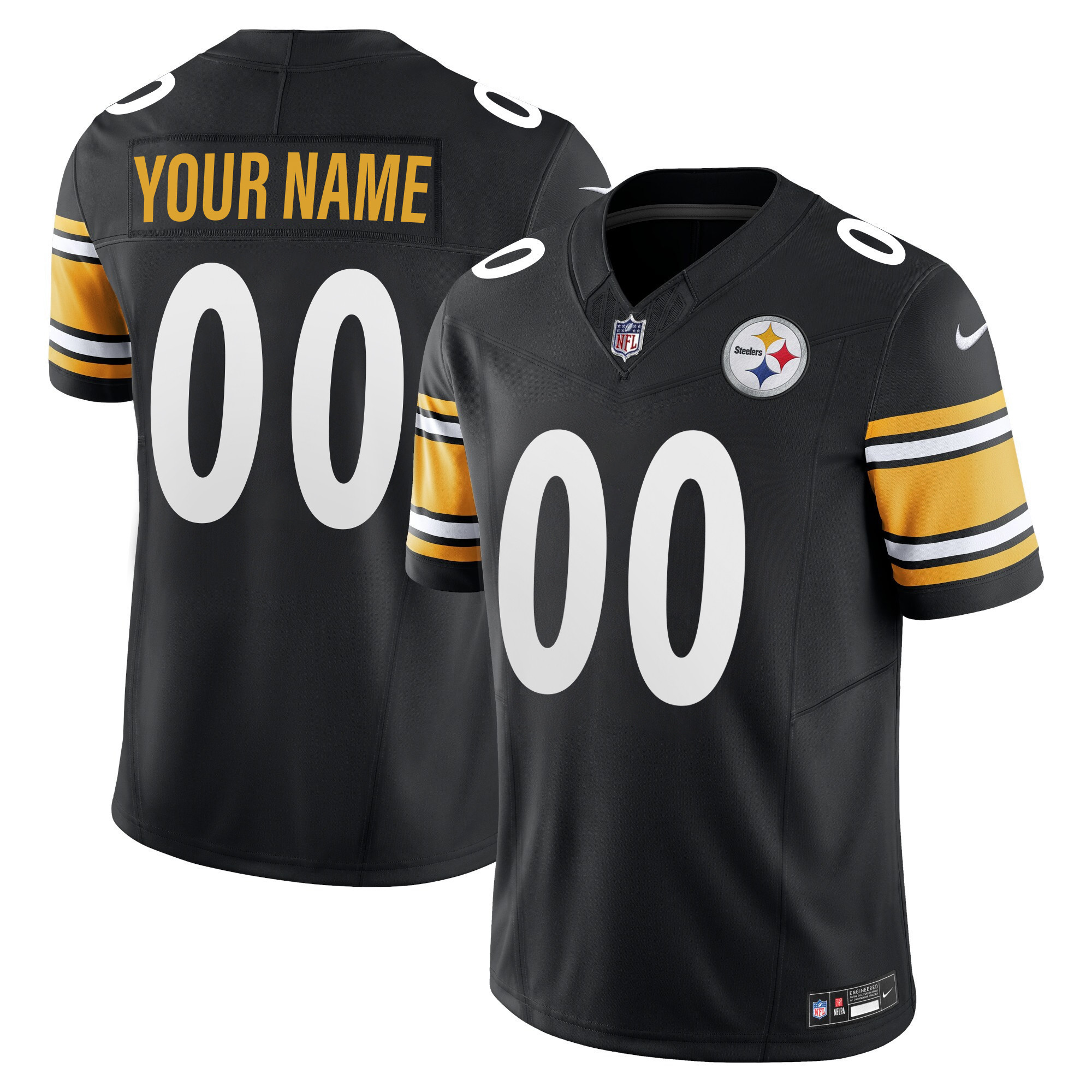 Men's Pittsburgh Steelers Vapor Limited Custom Black Jersey - All Stitched
