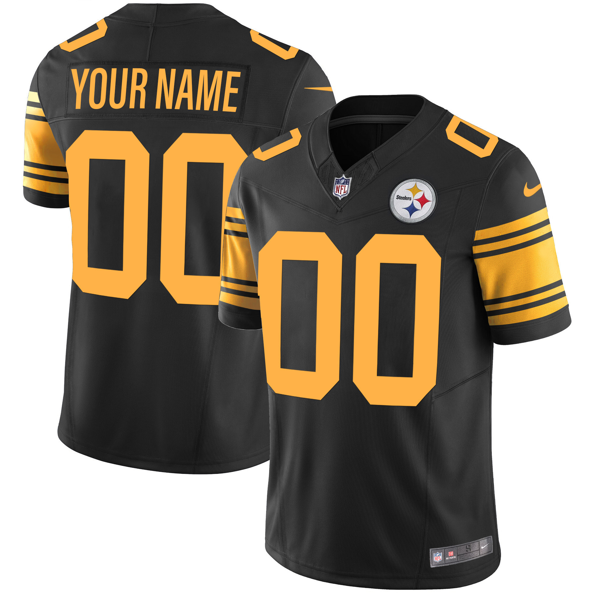 Men's Pittsburgh Steelers Vapor Limited Custom Color Rush Jersey - All Stitched
