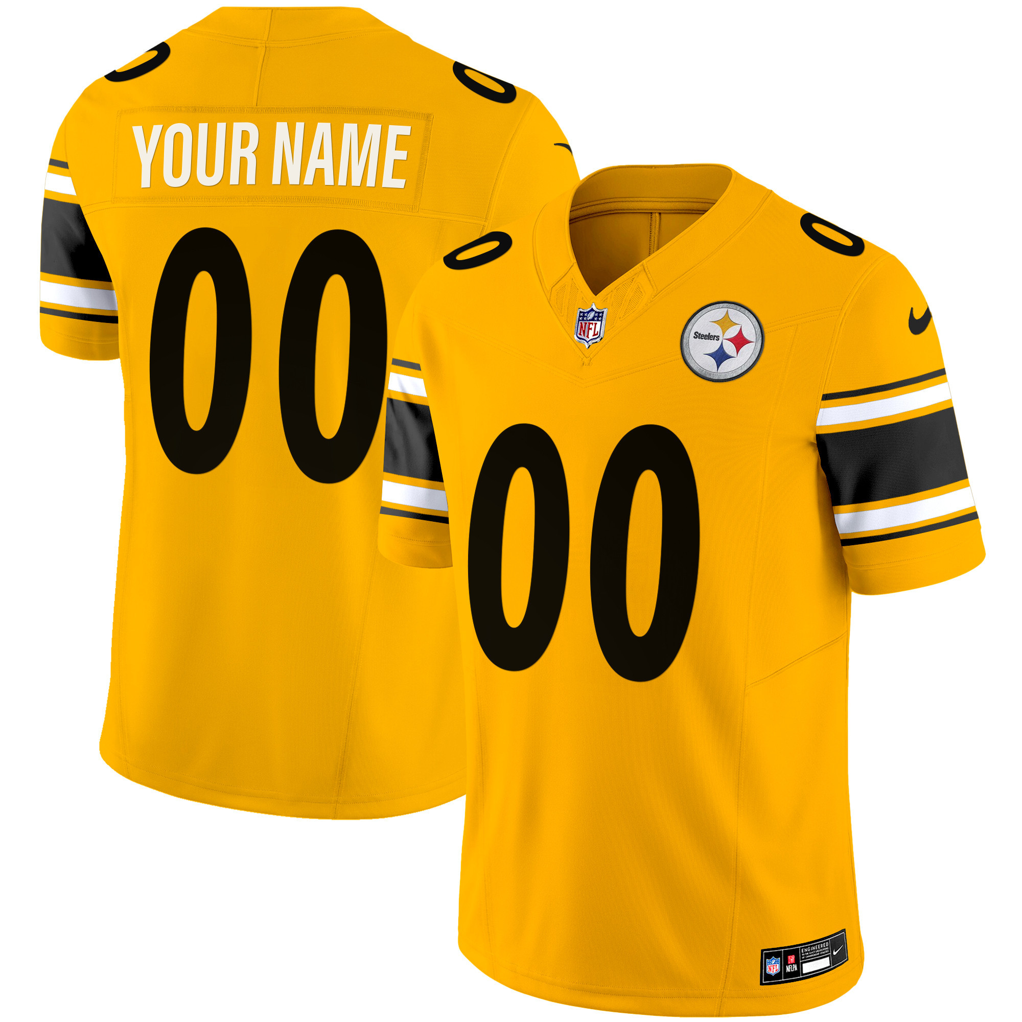 Men's Pittsburgh Steelers Vapor Limited Custom Gold Jersey - All Stitched