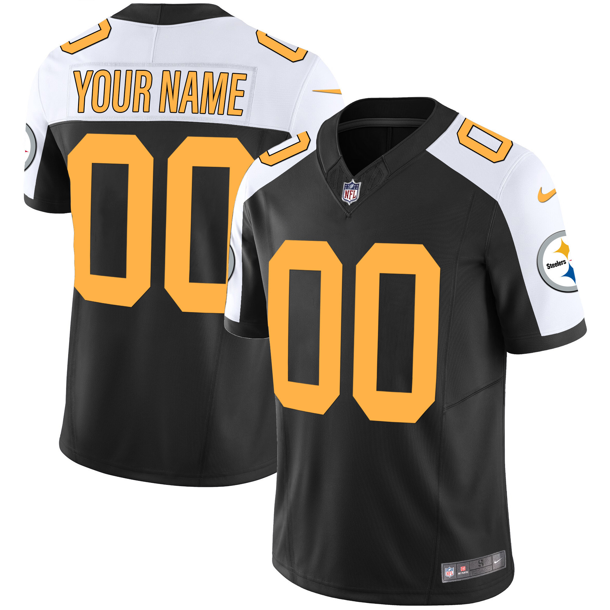 Men's Pittsburgh Steelers Vapor Limited Custom Rush Alternate Jersey - All Stitched