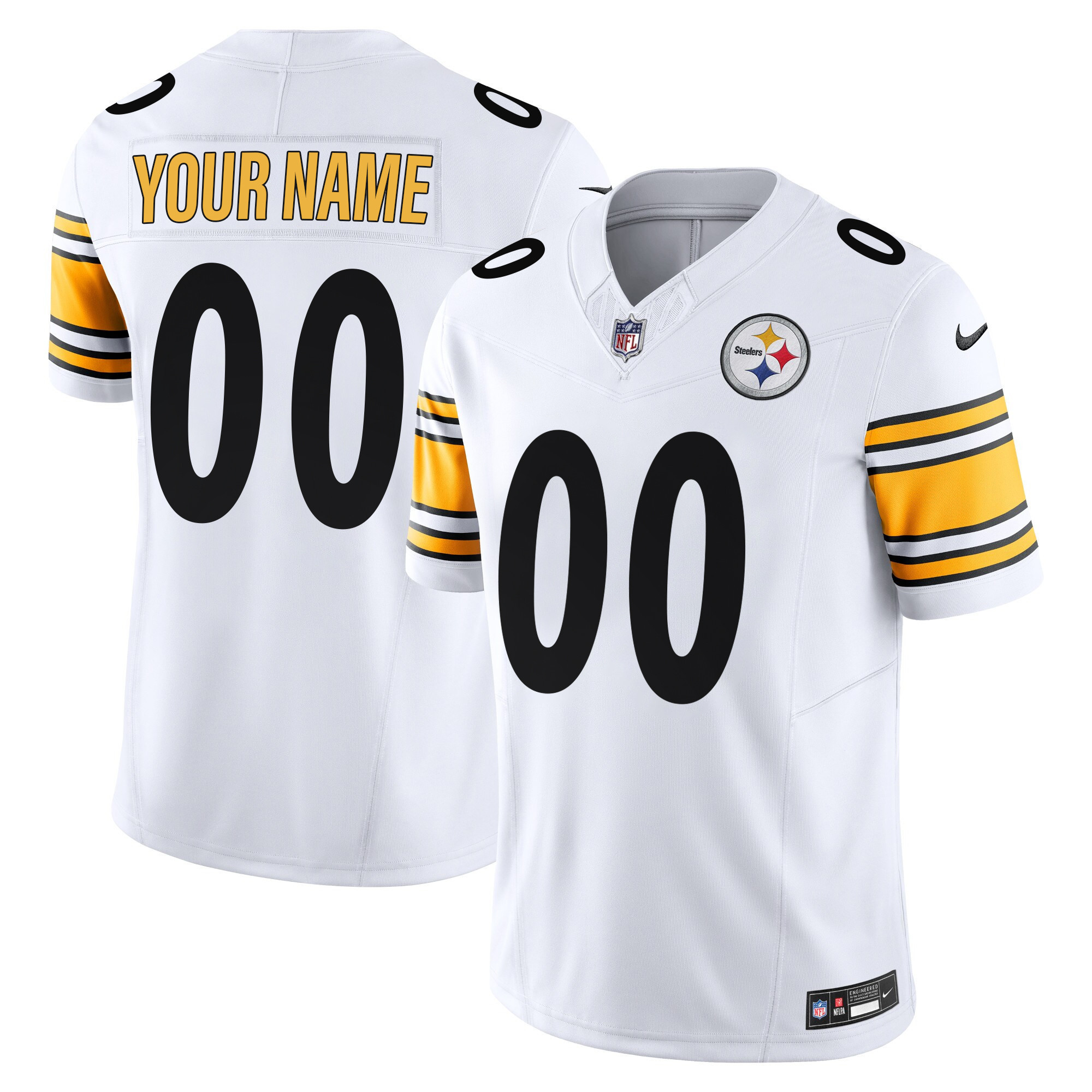 Men's Pittsburgh Steelers Vapor Limited Custom White Jersey - All Stitched