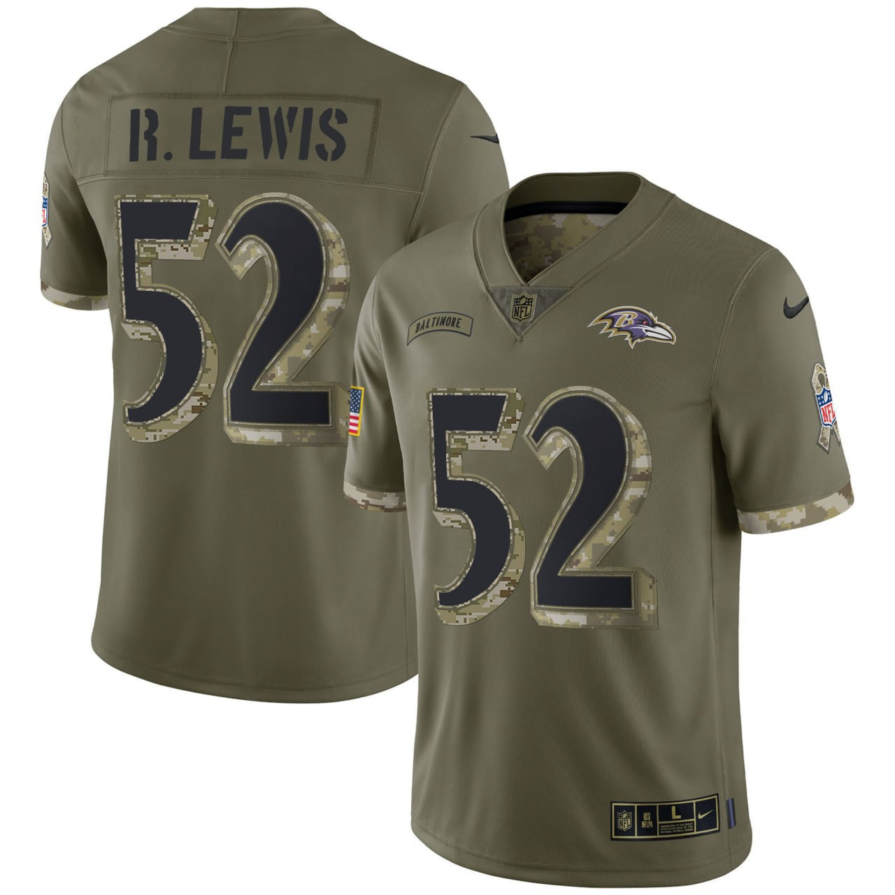 Men's Ray Lewis Baltimore Ravens Salute To Service Salute To Service Jersey - All Stitched