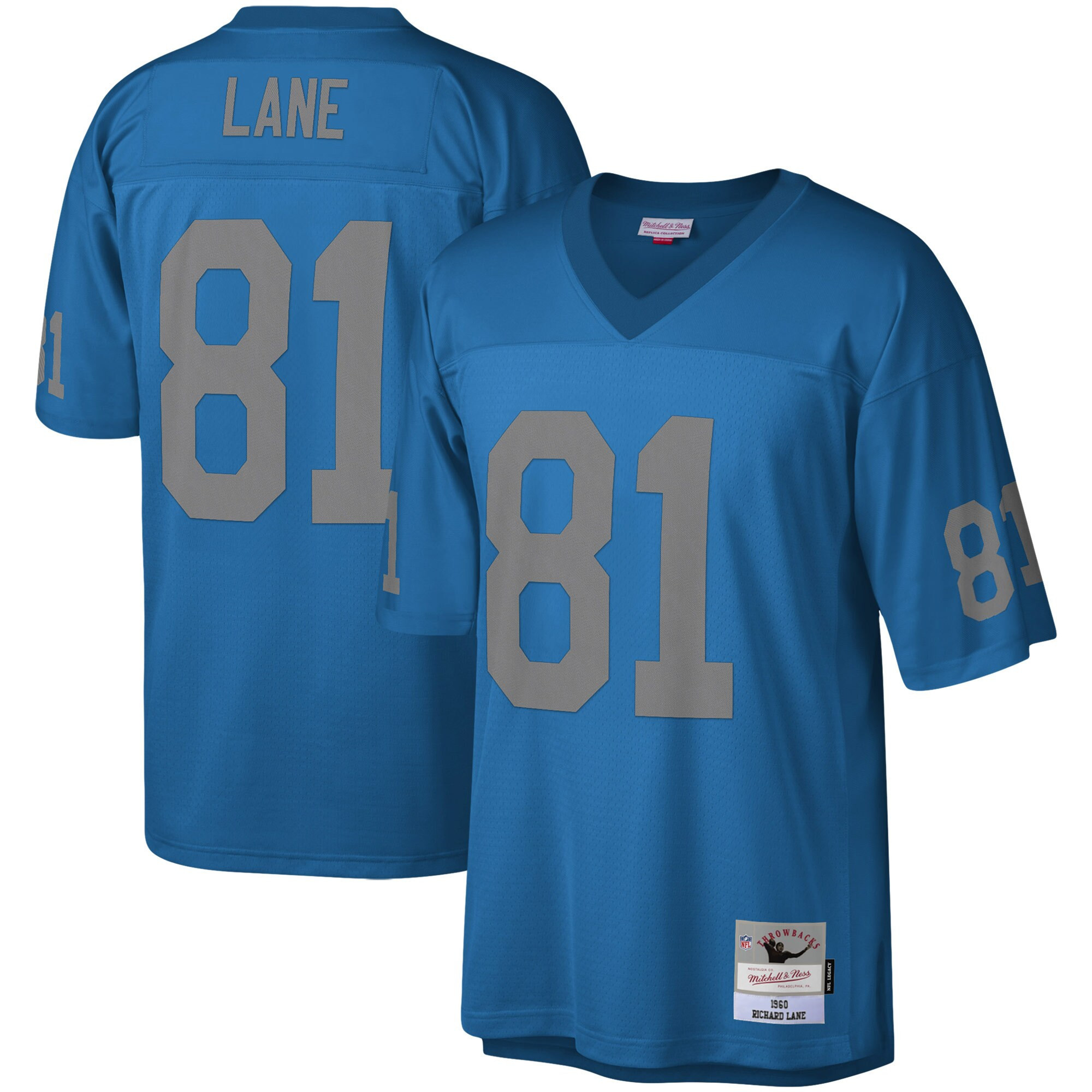 Men's Richard Lane Detroit Lions Mitchell & Ness Blue Legacy Blue Jersey - All Stitched