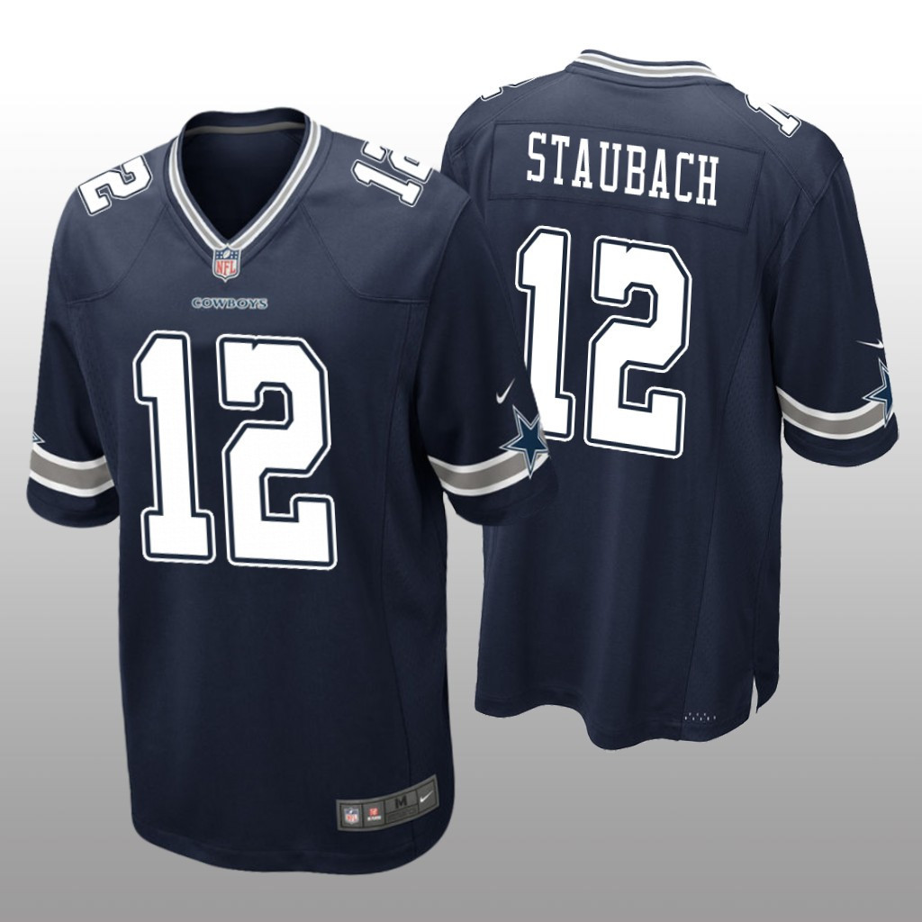 Men's Roger Staubach Dallas Cowboys Navy Jersey - All Stitched
