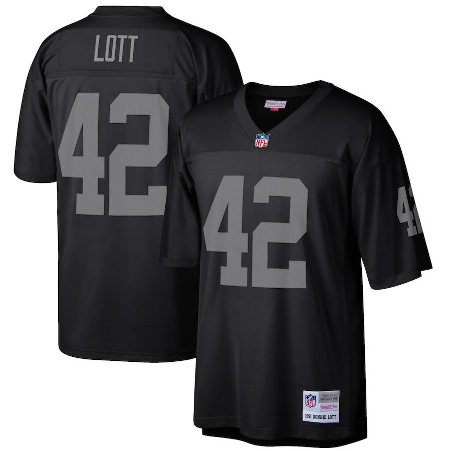 Men's Ronnie Lott Las Vegas Raiders Black Mitchell & Ness Retired Legacy Black Jersey - All Stitched