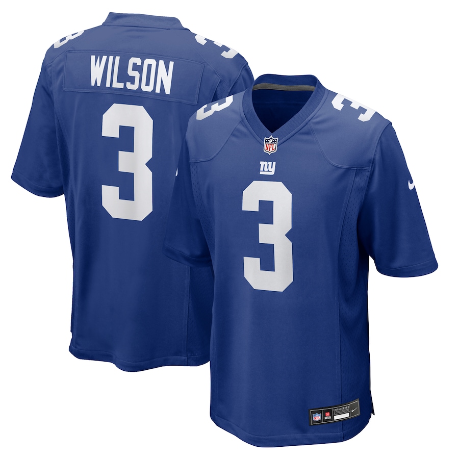 Men's Russell Wilson New York Giants Game Royal Jersey - All Stitched