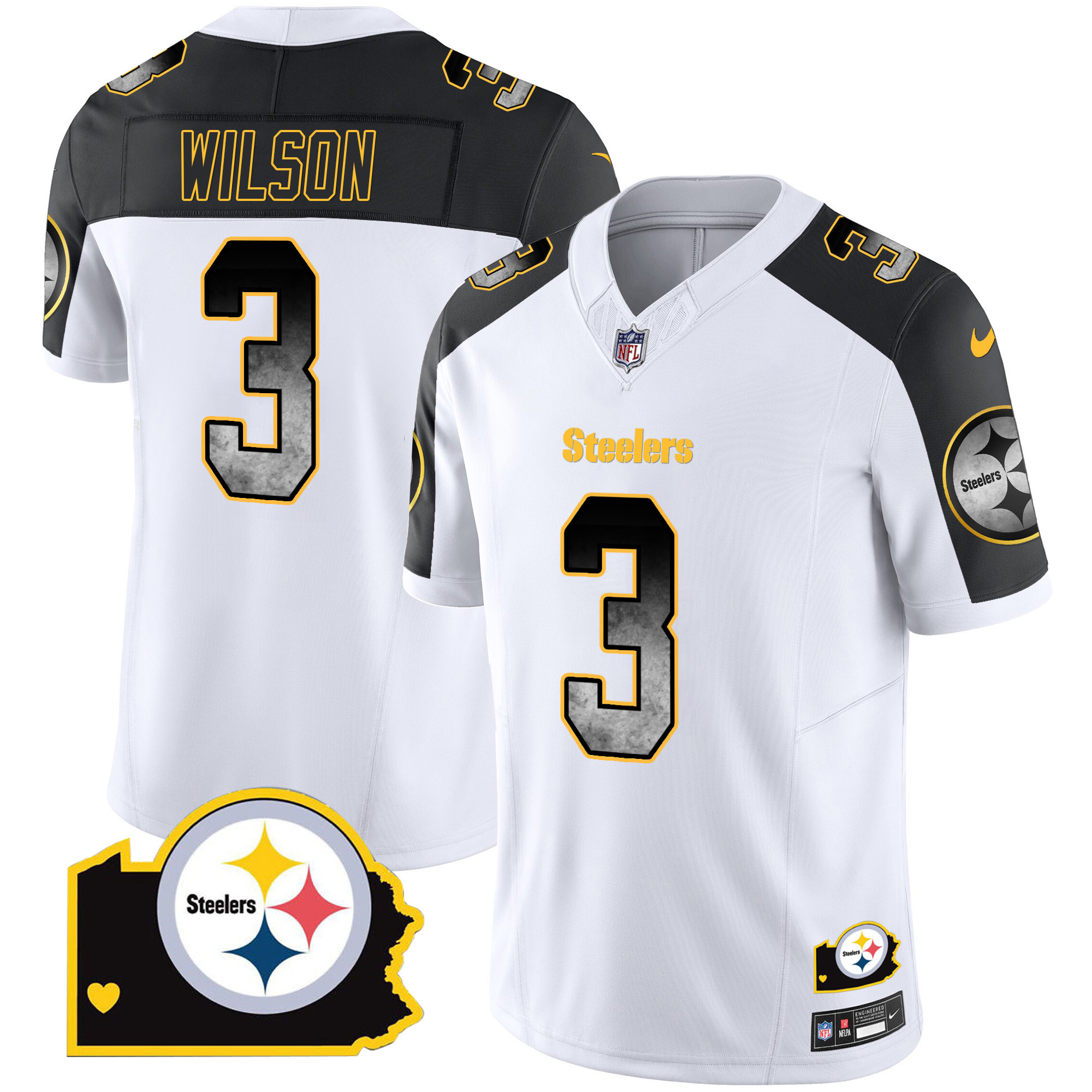 Men's Russell Wilson Pittsburgh Steelers Arch Smoke Home Patch Vapor Inverted Jersey - All Stitched