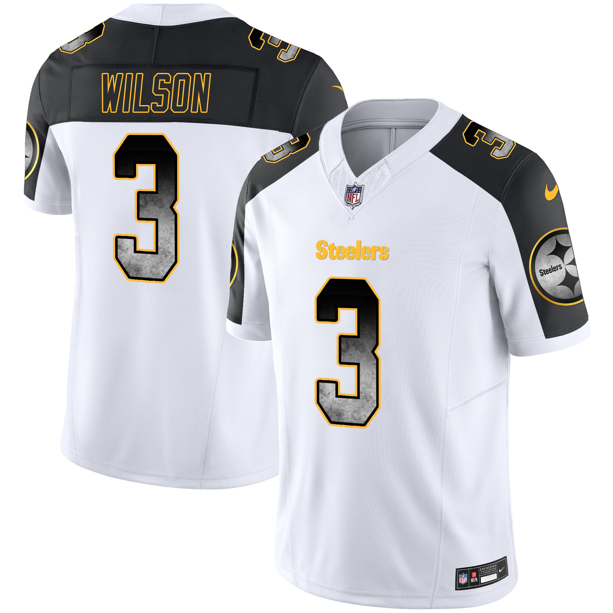 Men's Russell Wilson Pittsburgh Steelers Arch Smoke Vapor Inverted Jersey - All Stitched