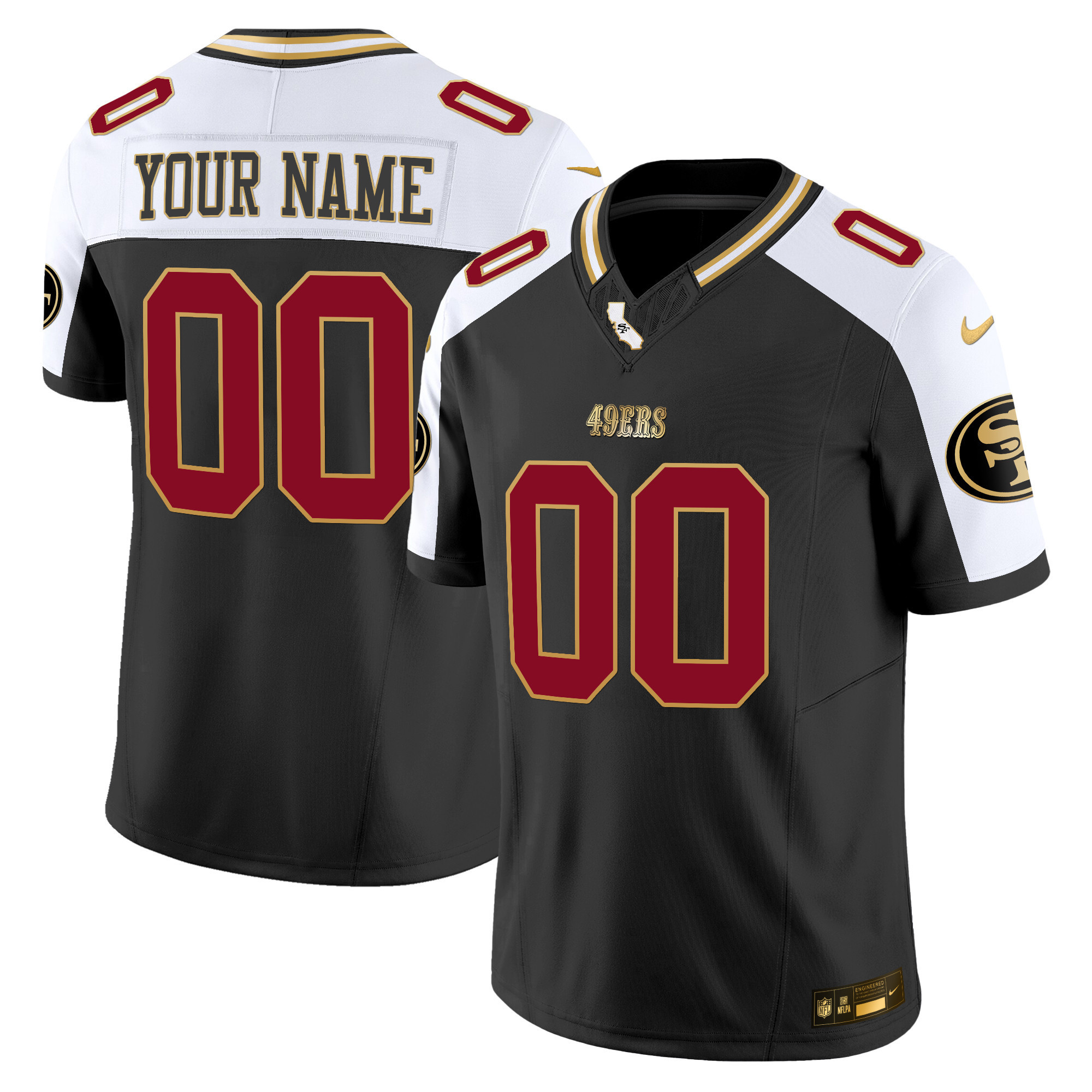 Men's San Francisco 49ers 2024 Gold Vapor Custom Black Alternate Jersey - All Stitched