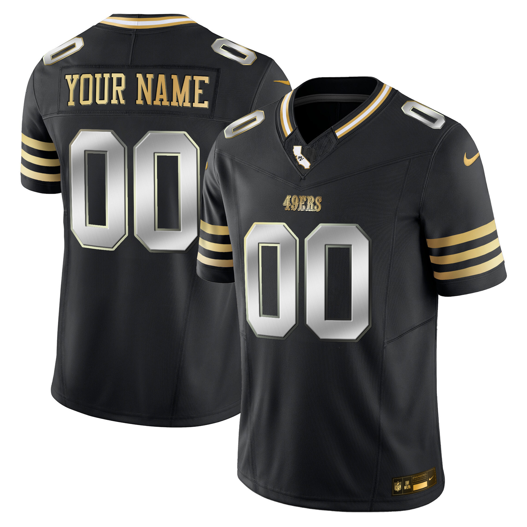 Men's San Francisco 49ers 2024 Gold Vapor Custom Black Limited Jersey - All Stitched