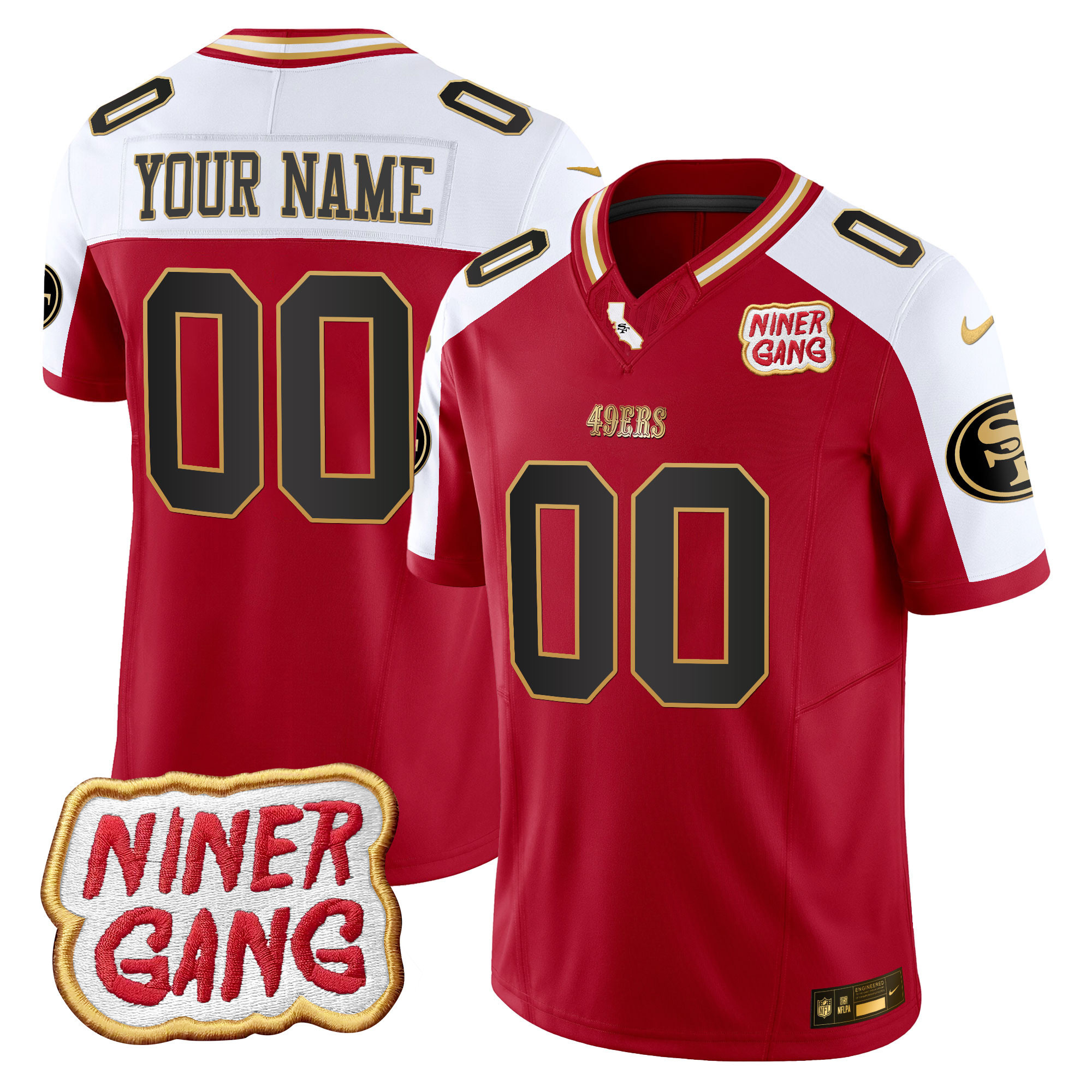 Men's San Francisco 49ers 2024 Niner Gang Patch Vapor Custom Alternate Jersey - All Stitched
