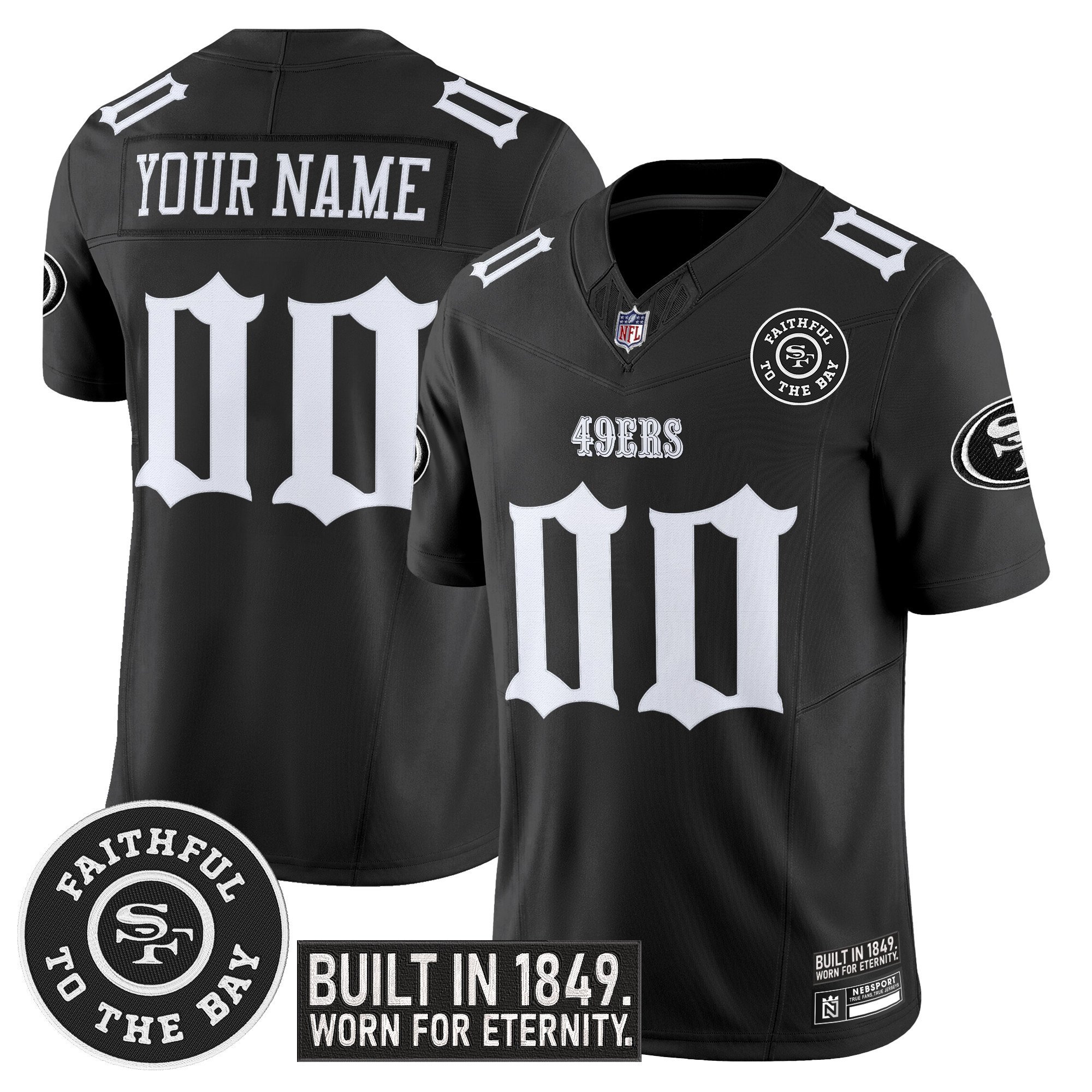 Men's San Francisco 49ers 'Fog City Gothic Edition' Vapor Limited Custom Black Jersey - All Stitched