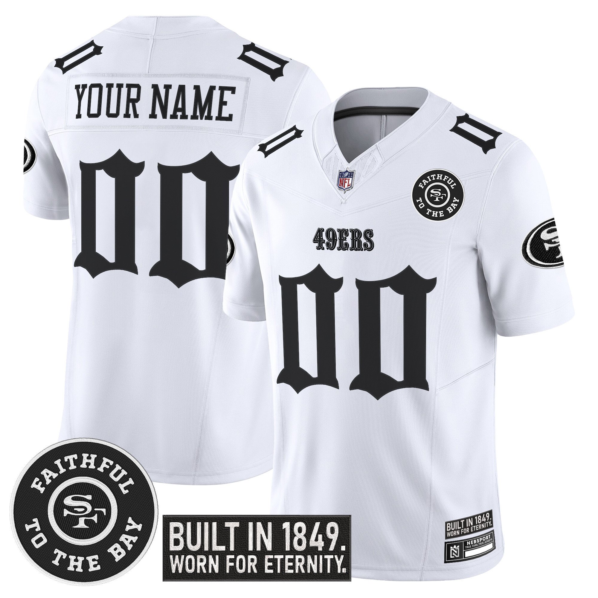 Men's San Francisco 49ers 'Fog City Gothic Edition' Vapor Limited Custom White Jersey - All Stitched