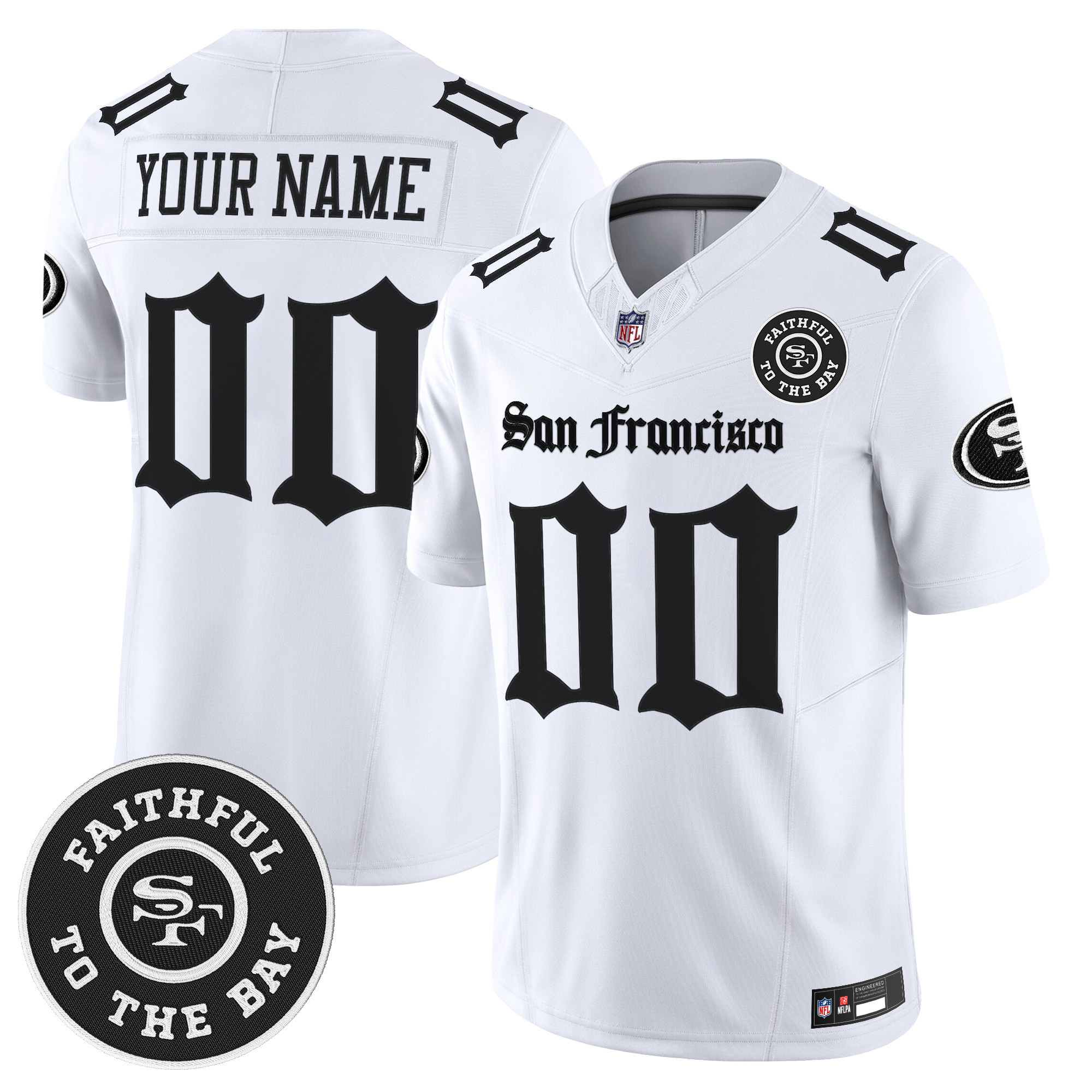 Men's San Francisco 49ers 'Gothic Edition' Vapor Limited Custom White Jersey - All Stitched