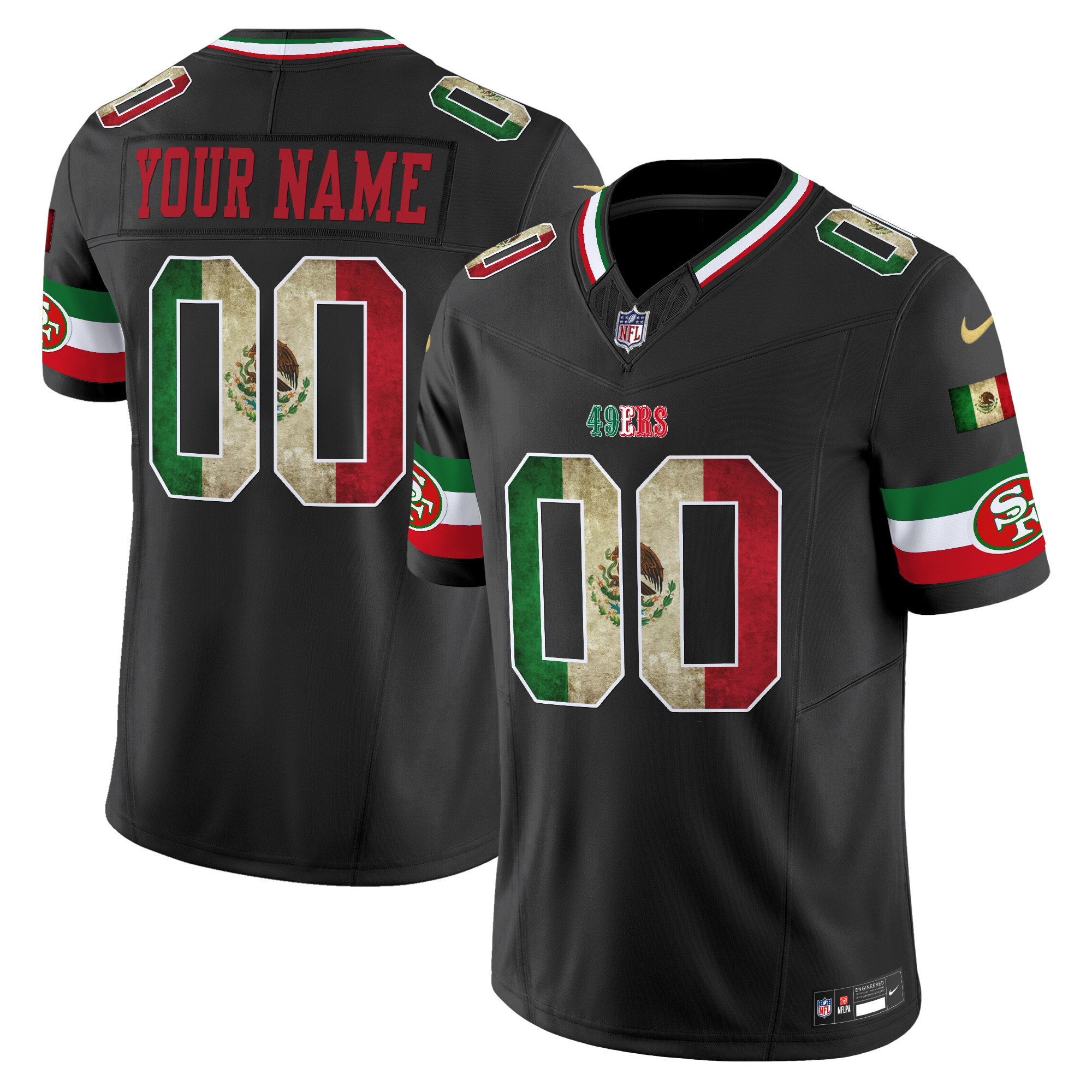 Men's San Francisco 49ers Mexico Vapor Limited Custom Black Jersey - All Stitched