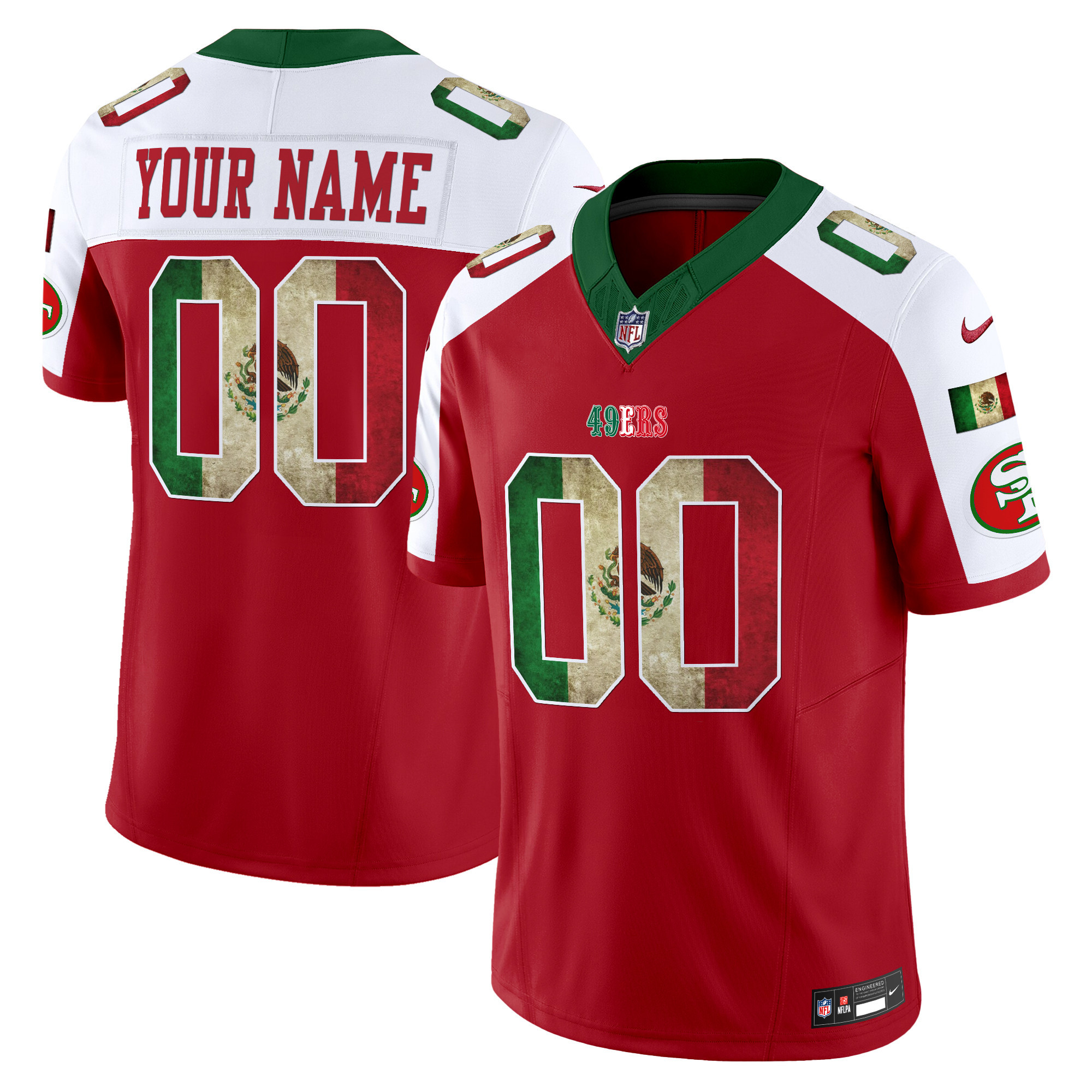 Men's San Francisco 49ers Mexico Vapor Limited Custom Red Alternate Jersey - All Stitched