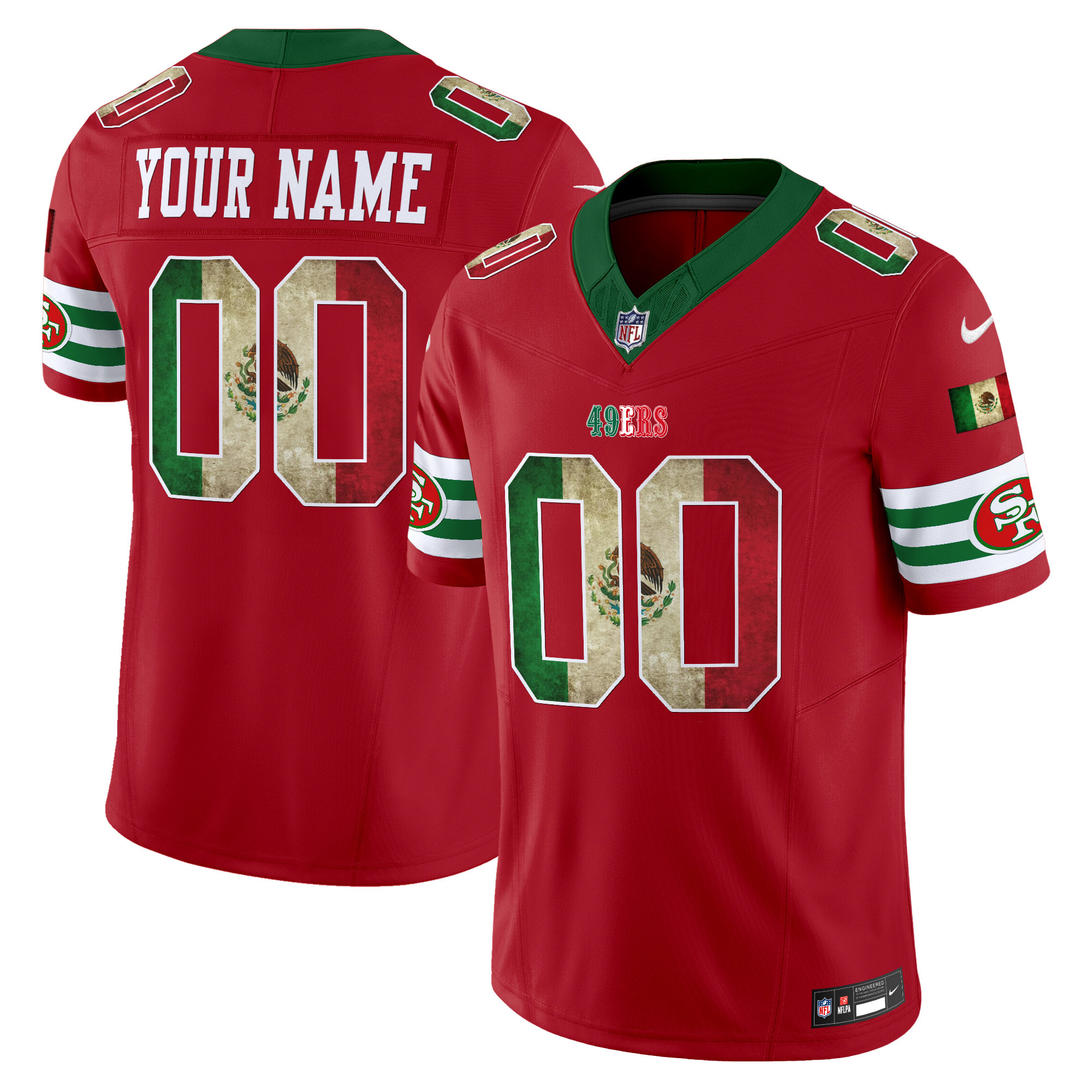 Men's San Francisco 49ers Mexico Vapor Limited Custom Red Jersey - All Stitched