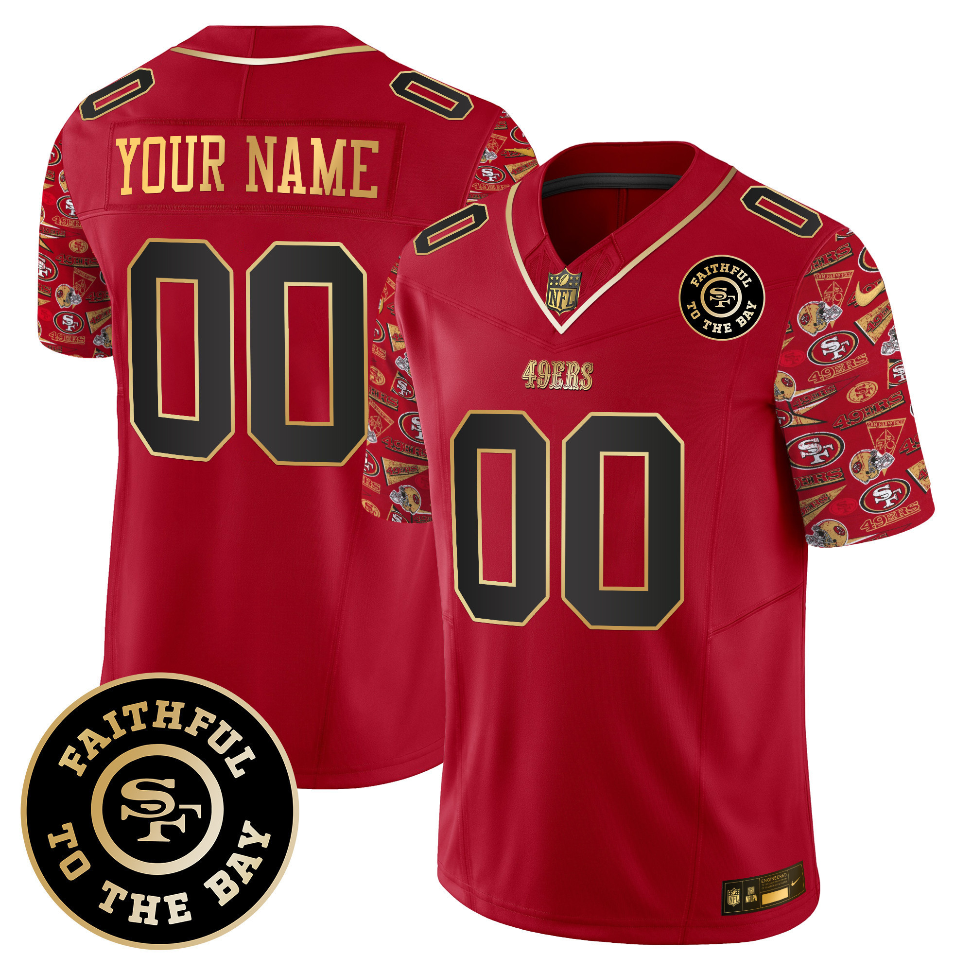 Men's San Francisco 49ers Pattern Style Vapor Limited Custom Scarlet Limited Jersey - All Stitched