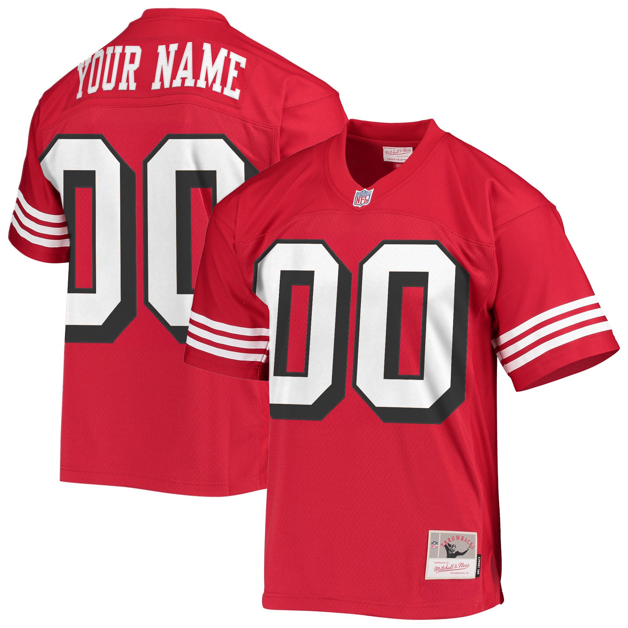 Men's San Francisco 49ers Throwback Player Custom Red Legacy Jersey - All Stitched