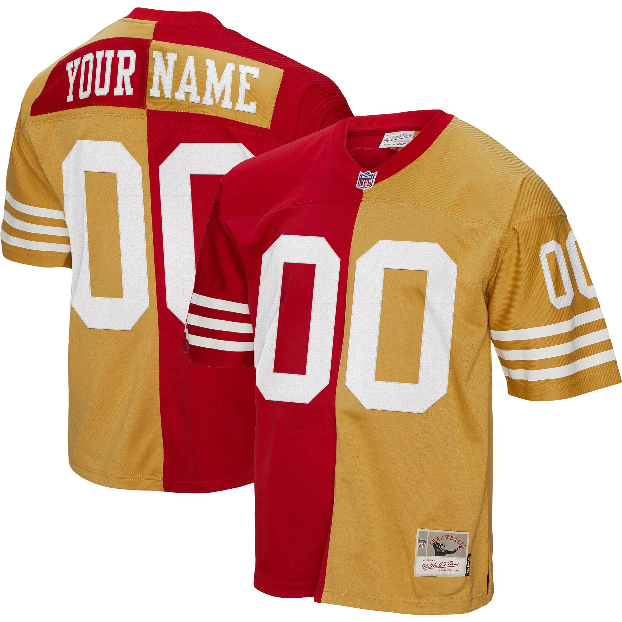 Men's San Francisco 49ers Throwback Player Custom Split Legacy Jersey - All Stitched