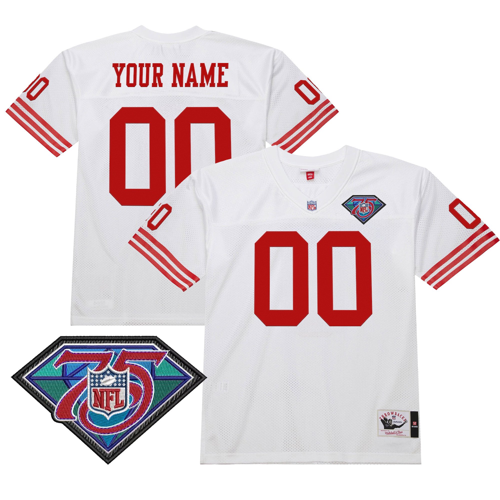 Men's San Francisco 49ers Throwback Player Custom White Retired Jersey - All Stitched