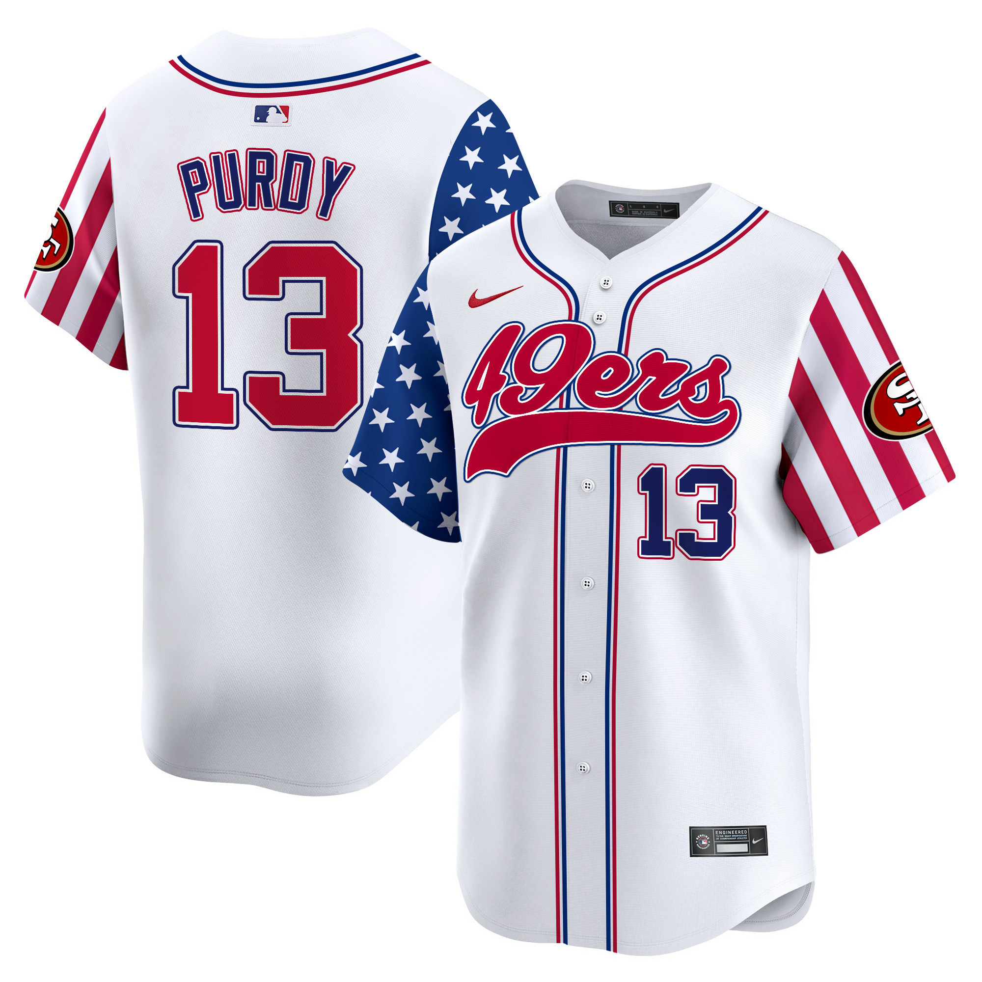 Men's San Francisco 49ers White 2025 Independence Day Vapor Premier Limited Brock Purdy Jersey - All Stitched