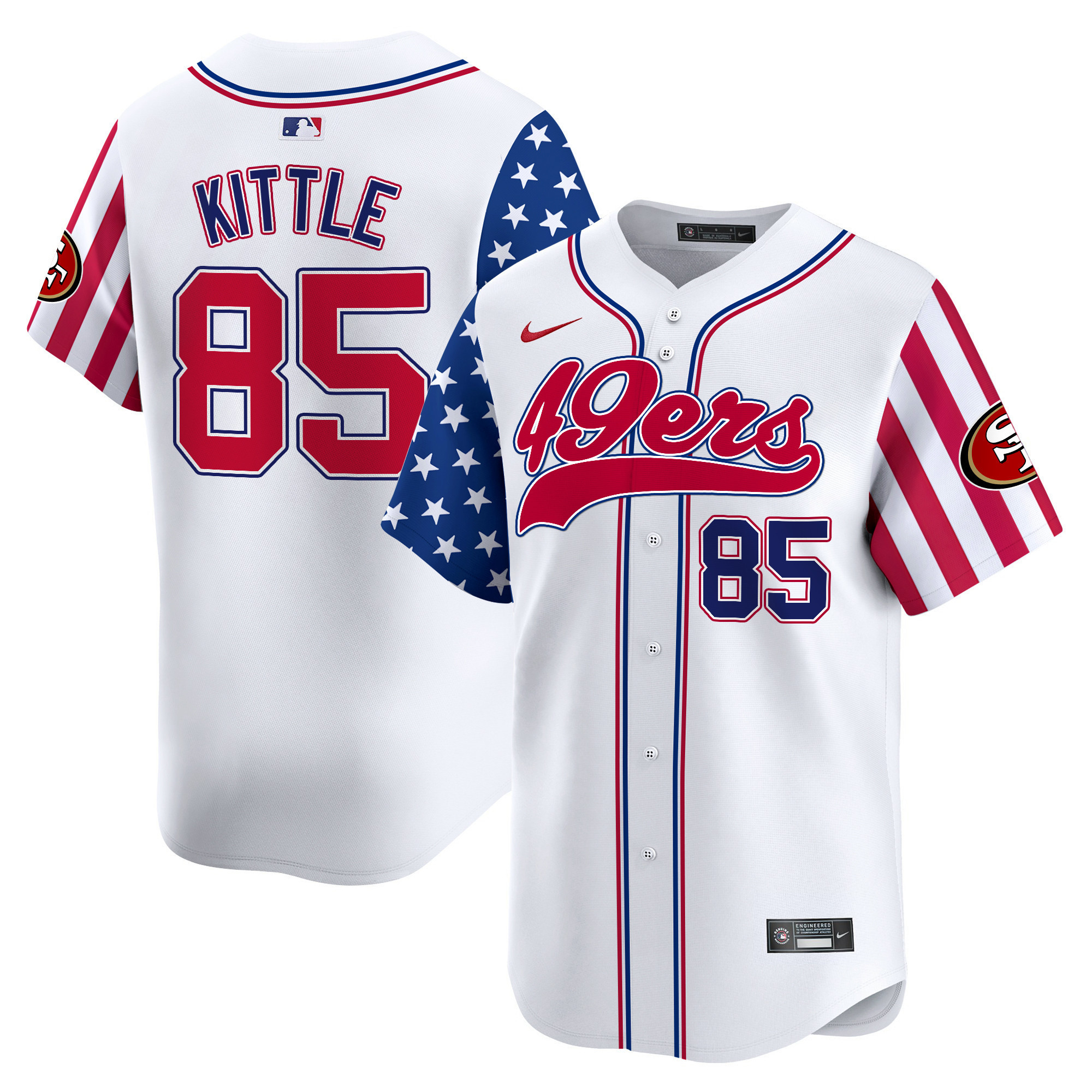 Men's San Francisco 49ers White 2025 Independence Day Vapor Premier Limited George Kittle Jersey - All Stitched