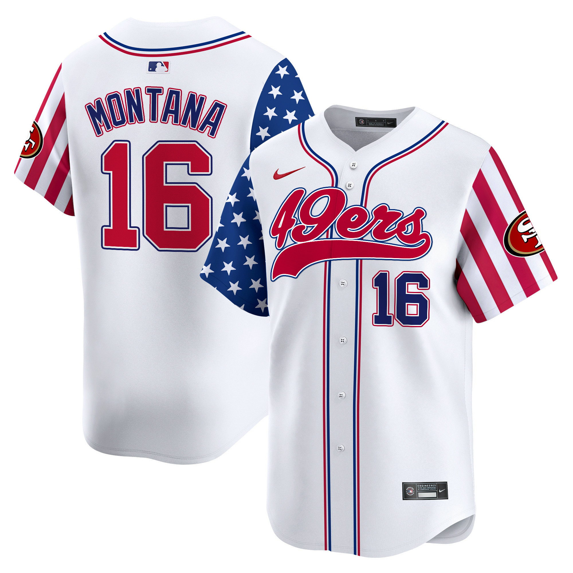 Men's San Francisco 49ers White 2025 Independence Day Vapor Premier Limited Joe Montana Jersey - All Stitched