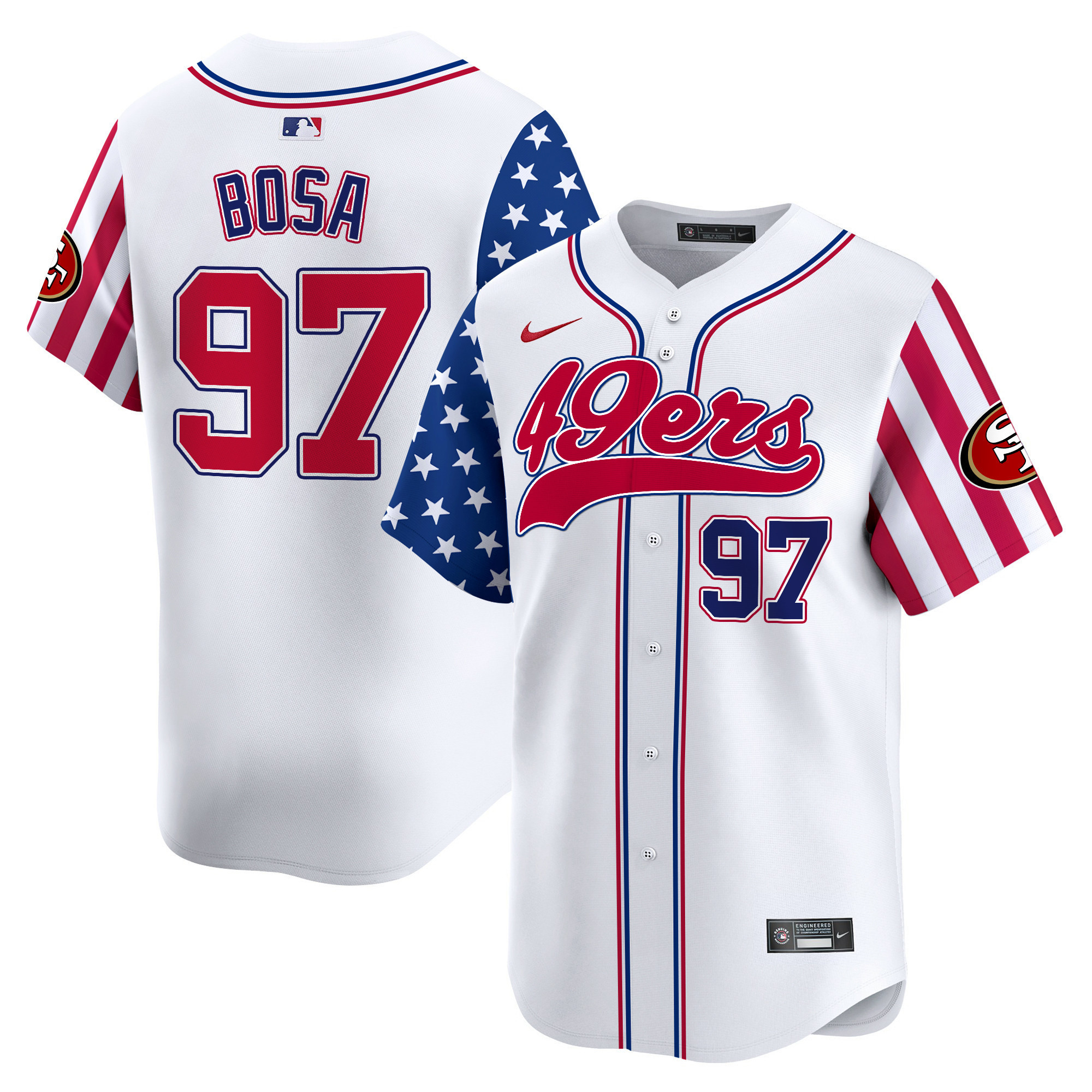 Men's San Francisco 49ers White 2025 Independence Day Vapor Premier Limited Nick Bosa Jersey - All Stitched